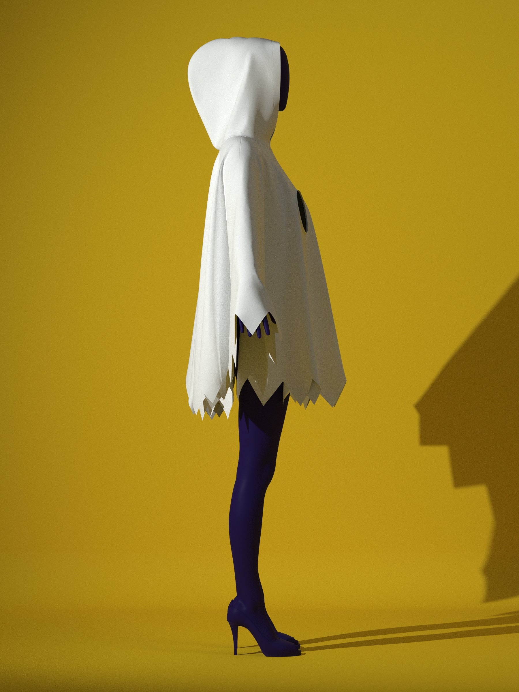 Ghost Hooded Poncho sewing pattern XS-4X for drag queen Halloween costume Pose side