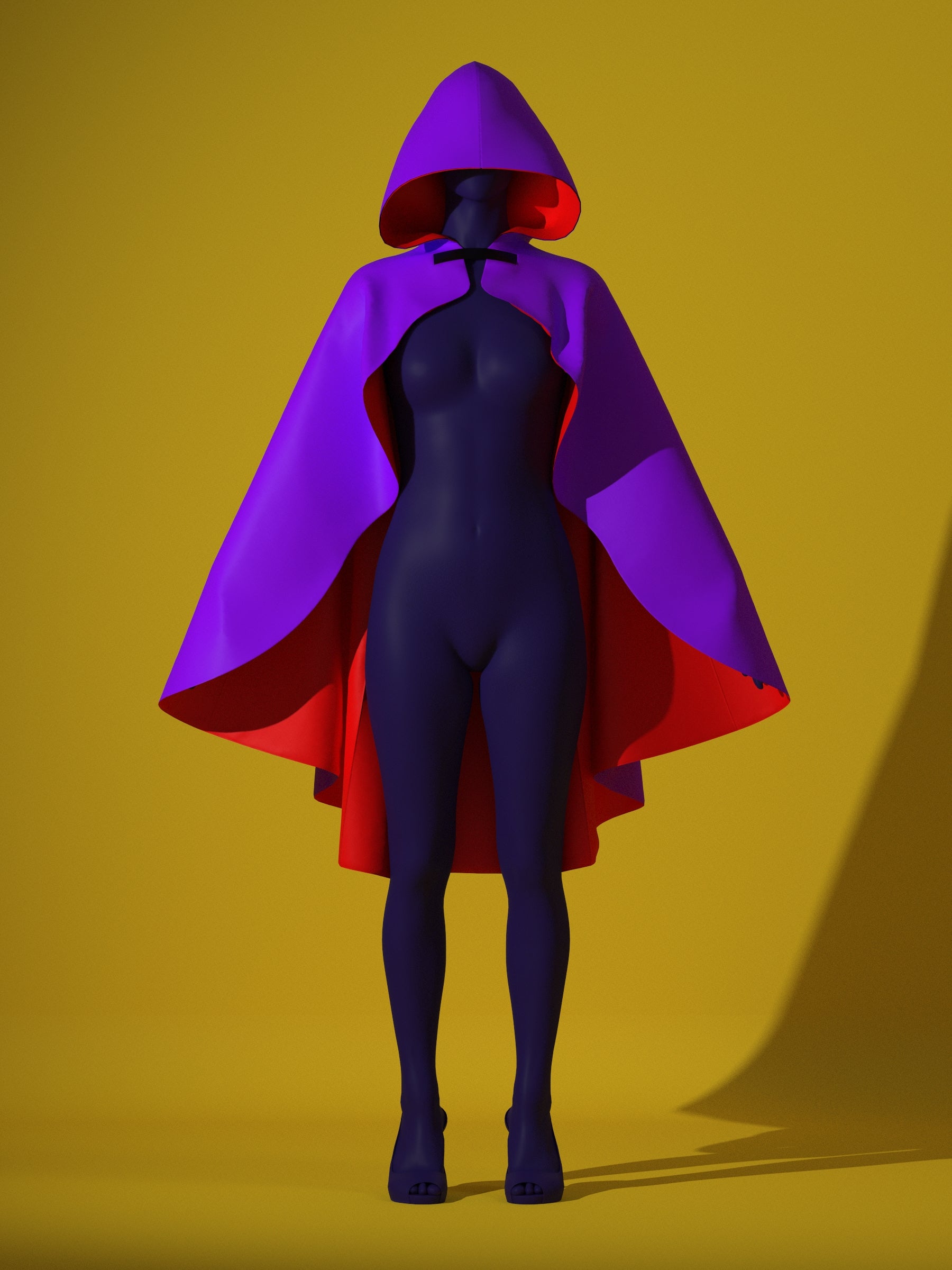 Gothic Oversized Cloak (XS-4X) Drag Queen Halloween Costume Sewing Pattern for Villain Fairytale Outfit Cosplay Front Purple