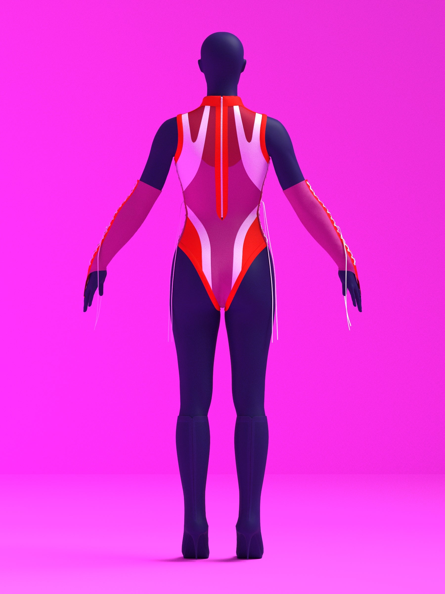 Heart Leotard Color-Block Sewing Pattern for drag queens valentines costume dancewear stretch catsuit bodysuit cutouts by Katkow Pink back