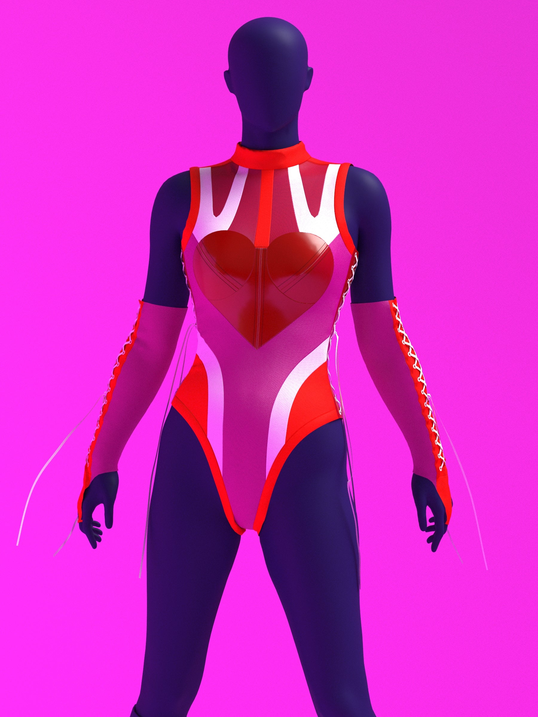 Heart Leotard Color-Block Sewing Pattern for drag queens valentines costume dancewear stretch catsuit bodysuit cutouts by Katkow Pose Pink