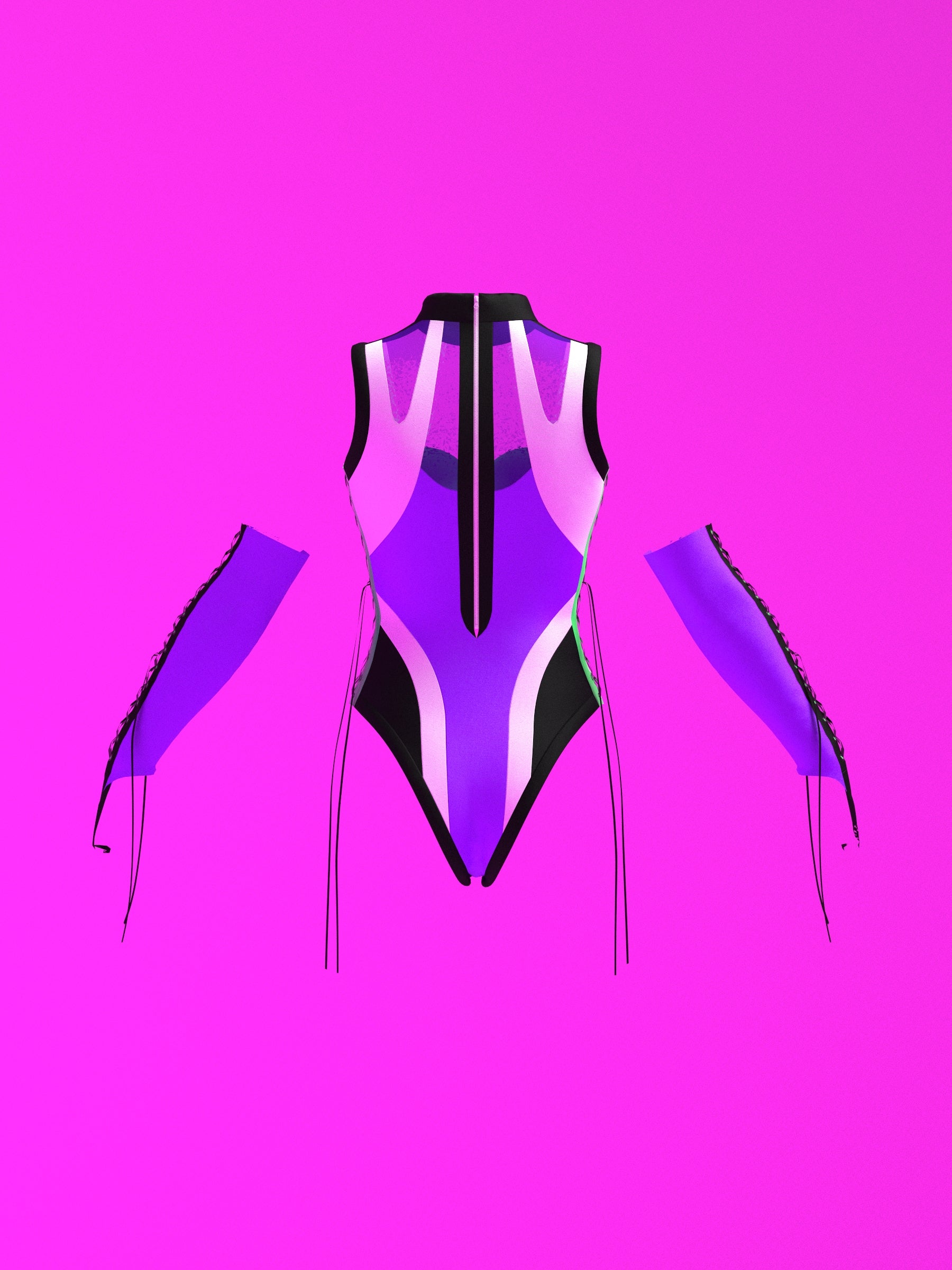 Heart Leotard Color-Block Sewing Pattern for drag queens valentines costume dancewear stretch catsuit bodysuit cutouts by Katkow Purple Back