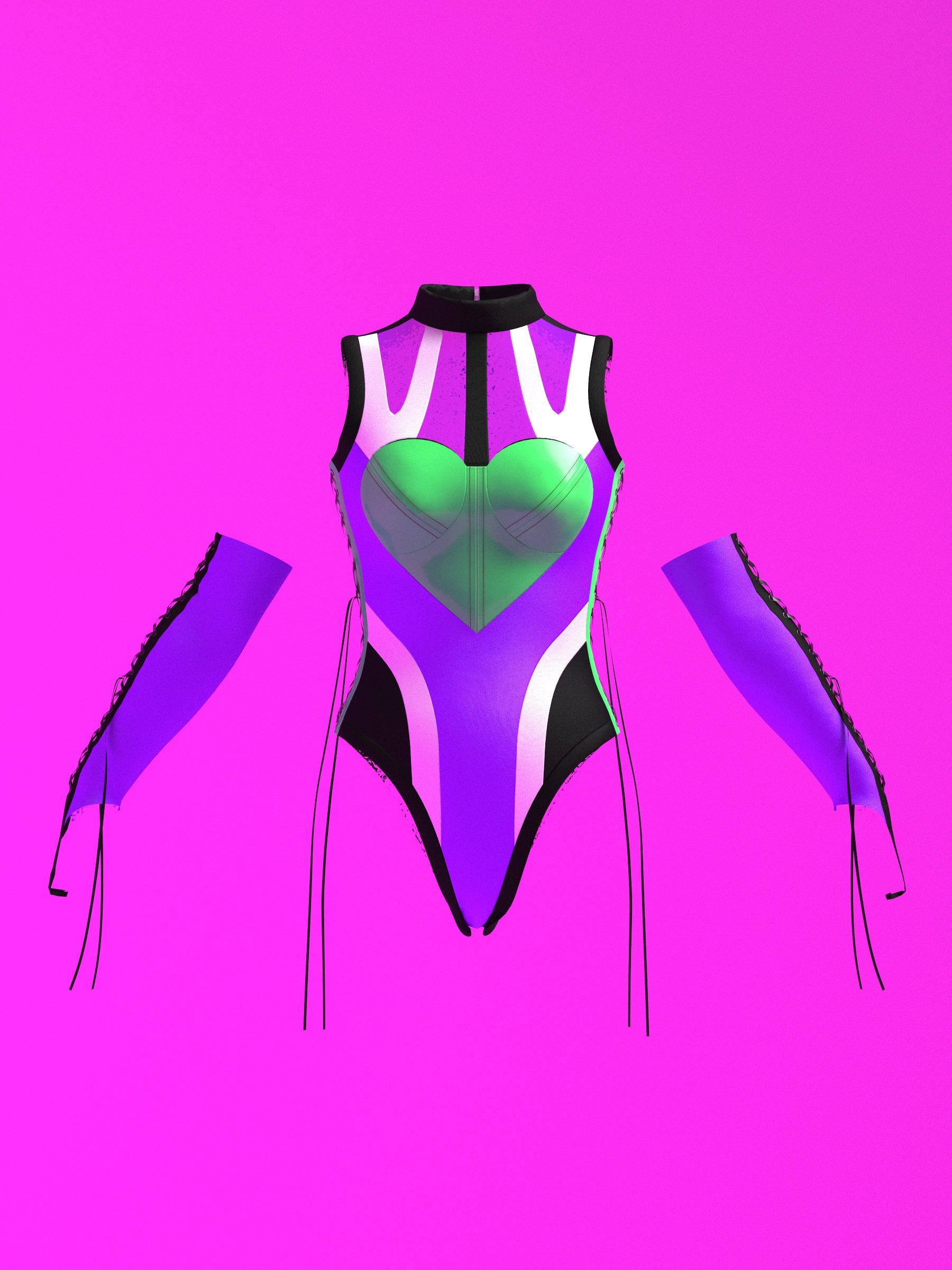 Heart Leotard Color-Block Sewing Pattern for drag queens valentines costume dancewear stretch catsuit bodysuit cutouts by Katkow Purple