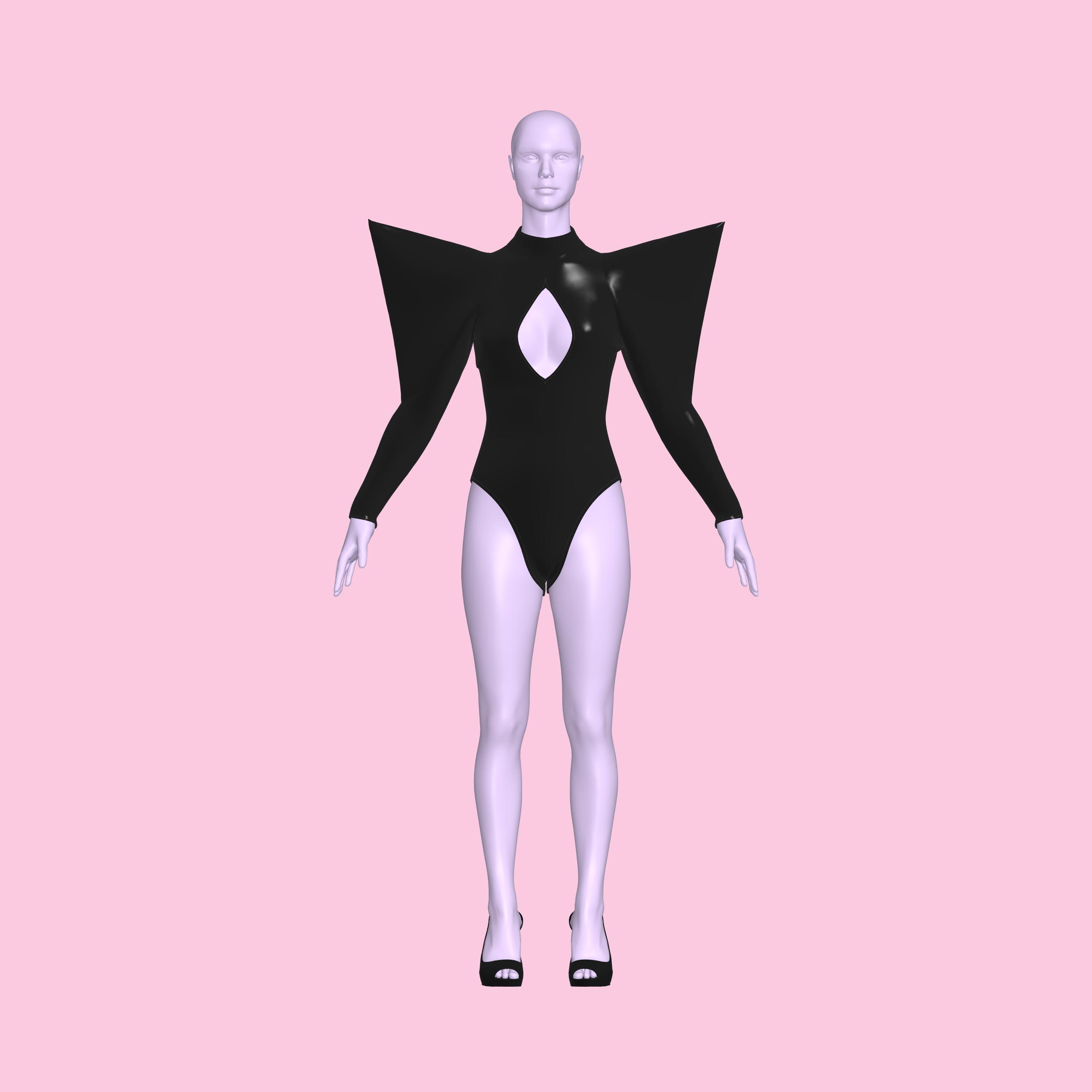 Katkow Power Shoulder Leotard Sewing Pattern Spike Strong Sleeve Drag Queen Costume Fashion Cosplay Bodysuit Goth Rave Stripper