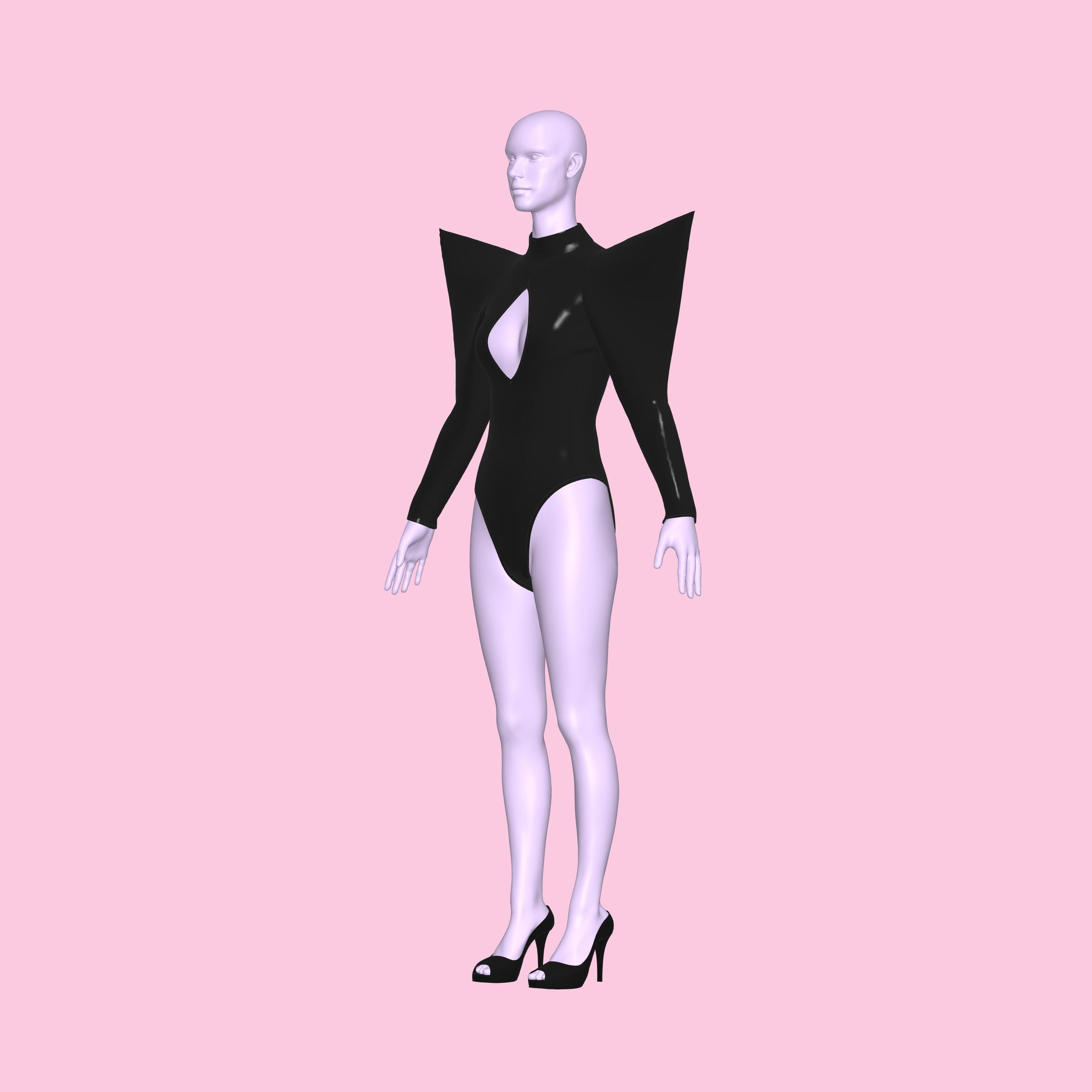 Katkow Power Shoulder Leotard Sewing Pattern Spike Strong Sleeve Drag Queen Costume Fashion Cosplay Bodysuit Goth Rave Stripper