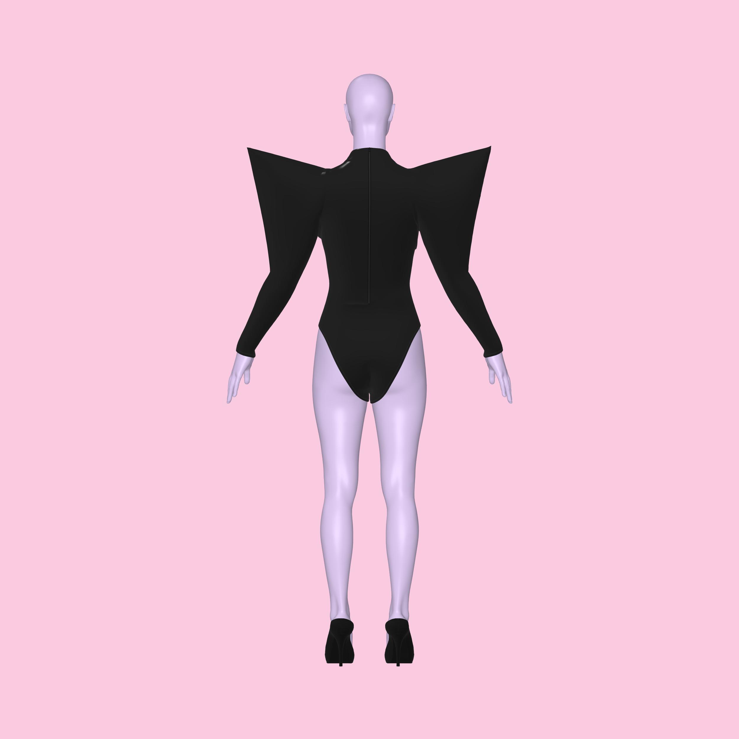 Katkow Power Shoulder Leotard Sewing Pattern Spike Strong Sleeve Drag Queen Costume Fashion Cosplay Bodysuit Goth Rave Stripper