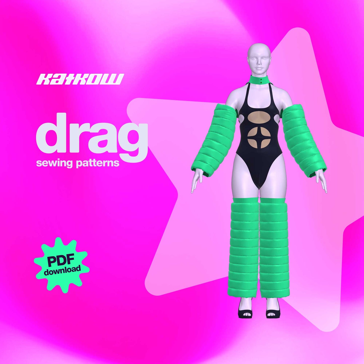 katkow drag queen sewing pattern puffer jacket and leotard thumb