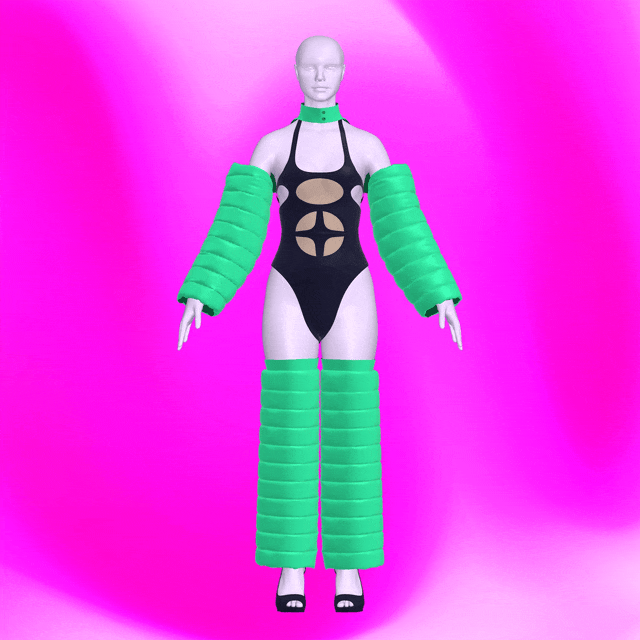 katkow drag queen sewing pattern puffer jacket and leotard gif