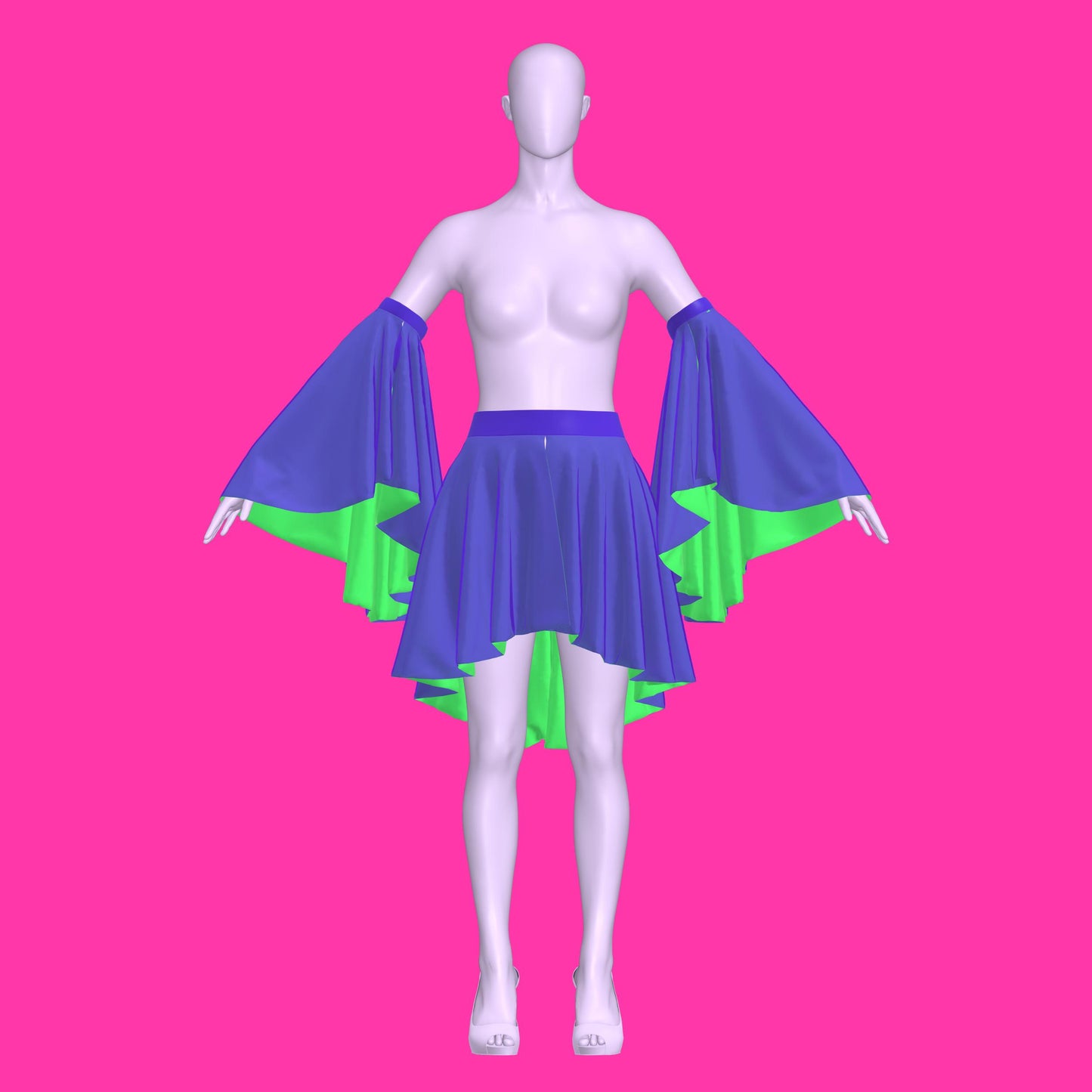 Katkow Flounce Train Skirt Belt Sewing Pattern Arm Cuffs Drag Queen Costume Fashion Cosplay Goth Rave Latex Fantasy Stripper