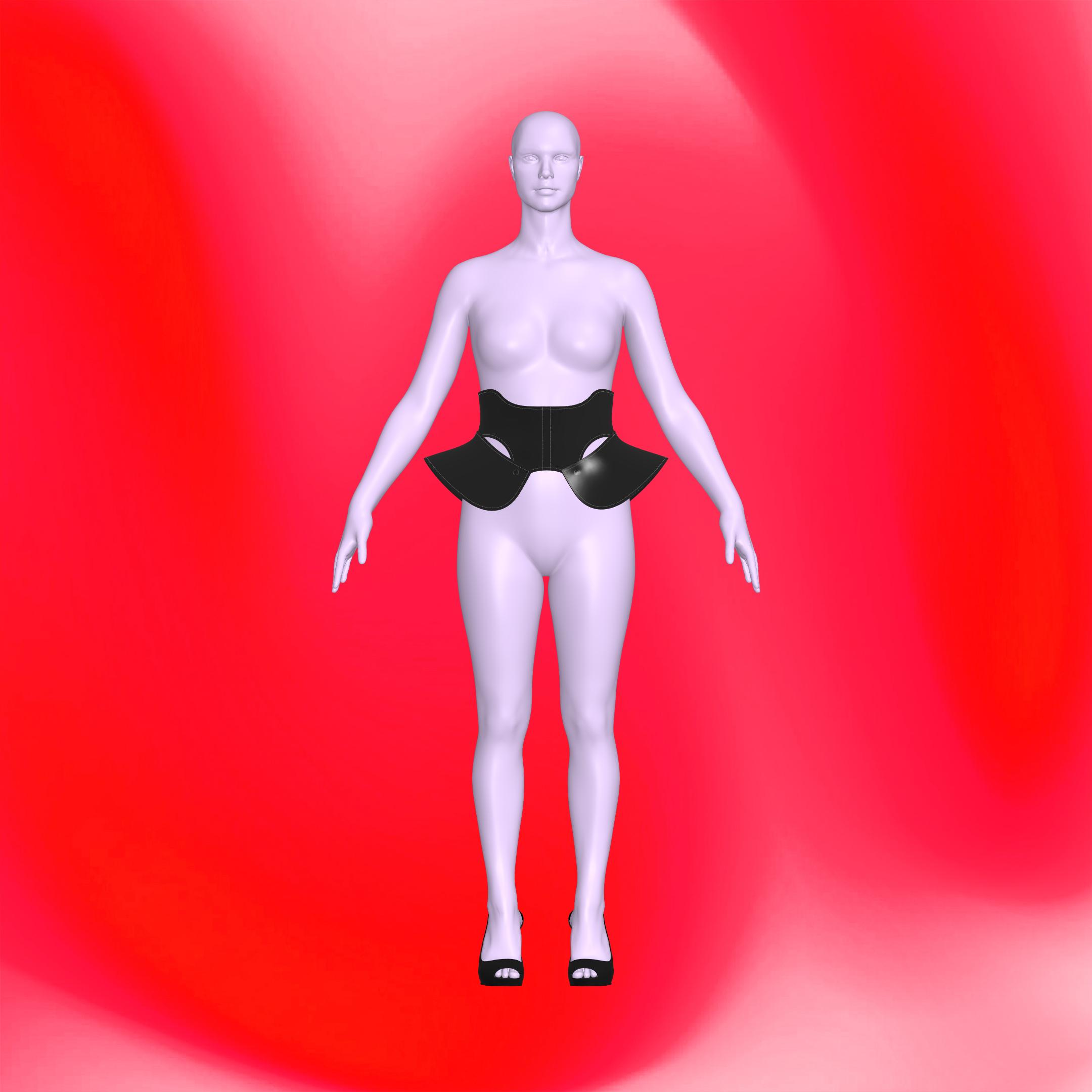 Katkow Wave Underbust Belt Hip Flare Corset Sewing Pattern (Sizes XS-2X) for Drag Queens Front