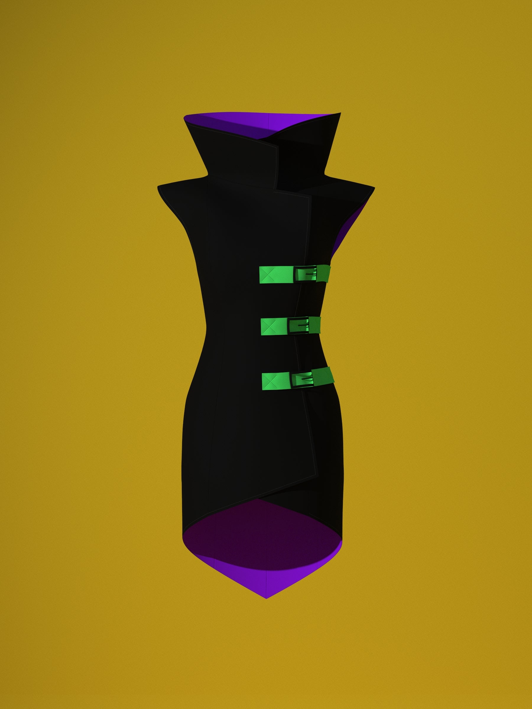 Mad Scientist Lab Coat (XS-XL) Drag Queen Halloween Costume Sewing Pattern Cosplay by Katkow Front Render Garment Black