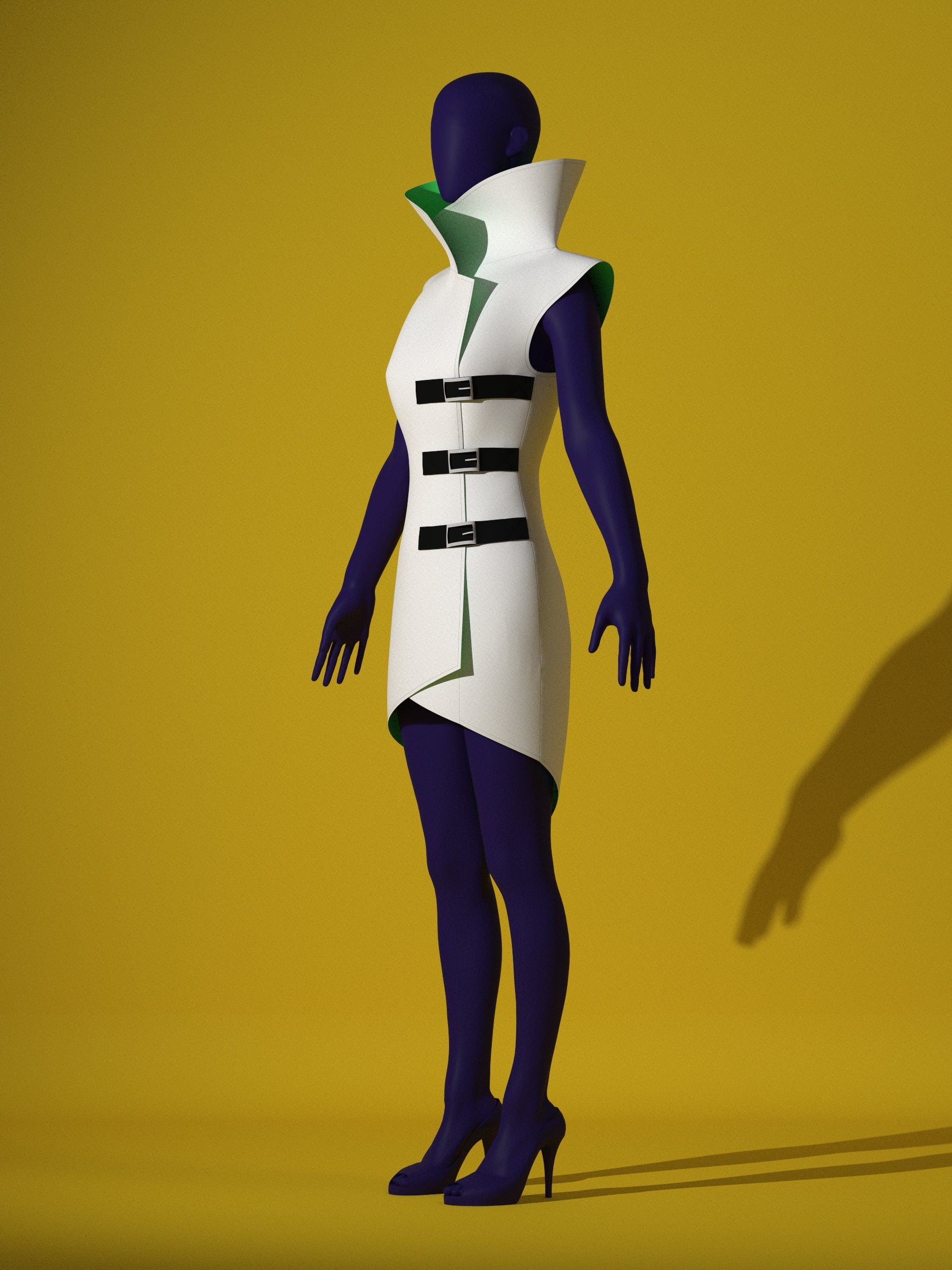 Mad Scientist Lab Coat (XS-XL) Drag Queen Halloween Costume Sewing Pattern Cosplay by Katkow Render Angle