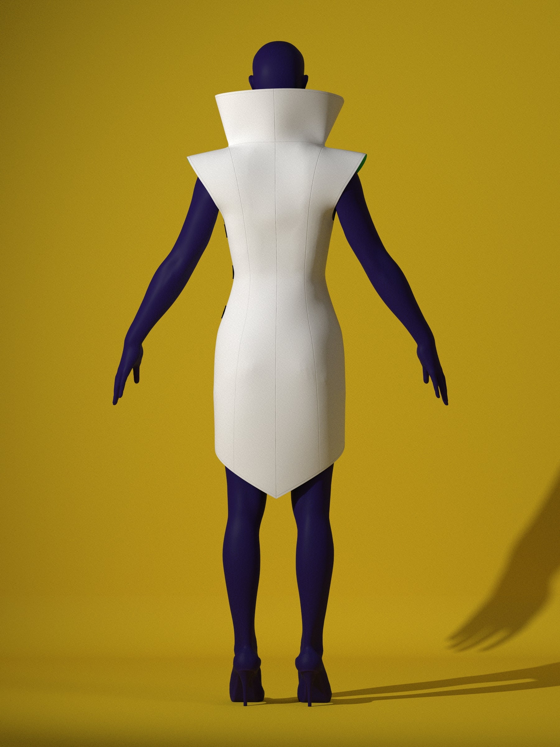 Mad Scientist Lab Coat (XS-XL) Drag Queen Halloween Costume Sewing Pattern Cosplay by Katkow Render Pose Back