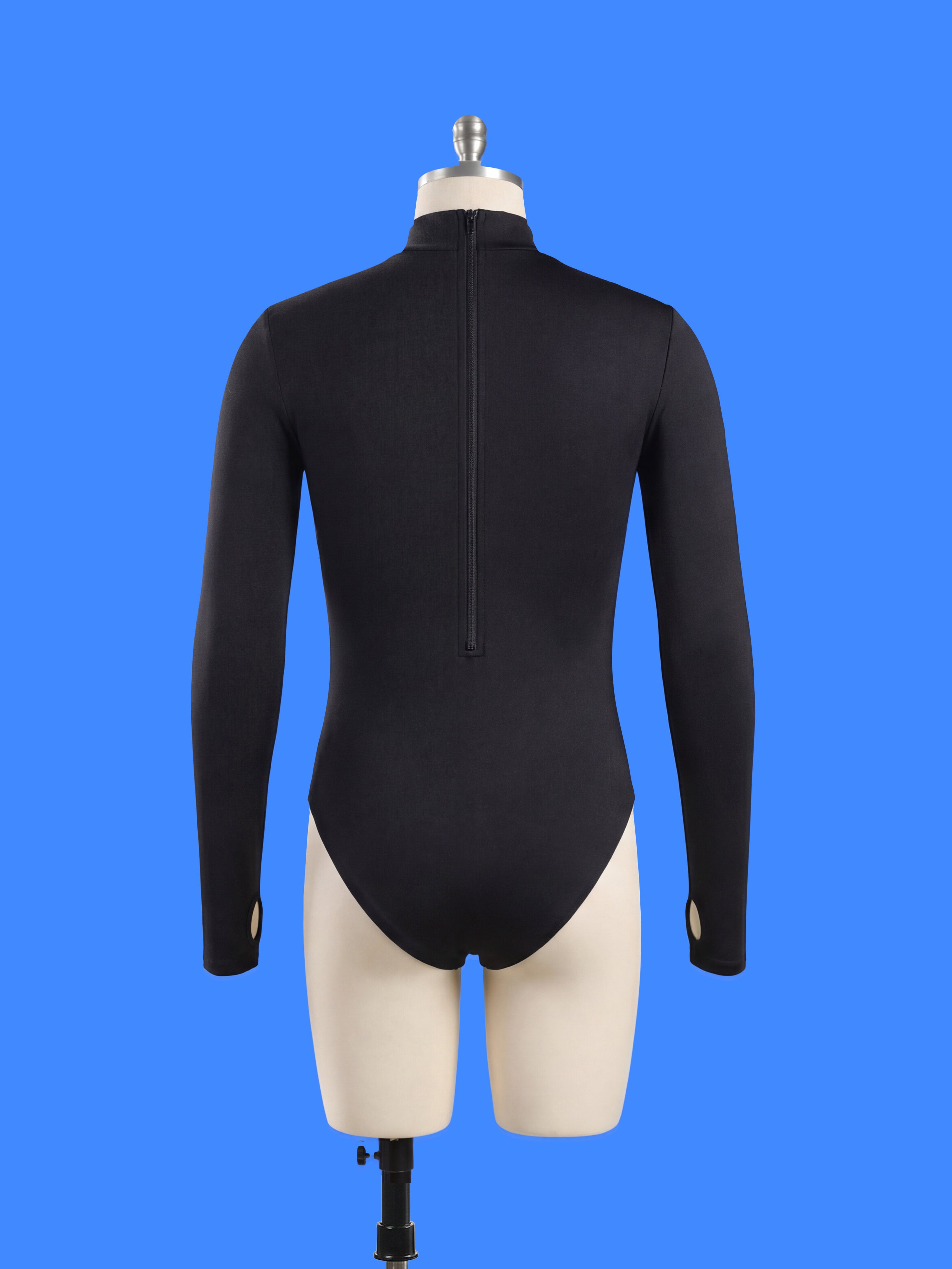 Men's Long Sleeve Leotard Sewing Pattern For Cosplay and Dancewear Stretch Easy Sew by Katkow BAck Dress form