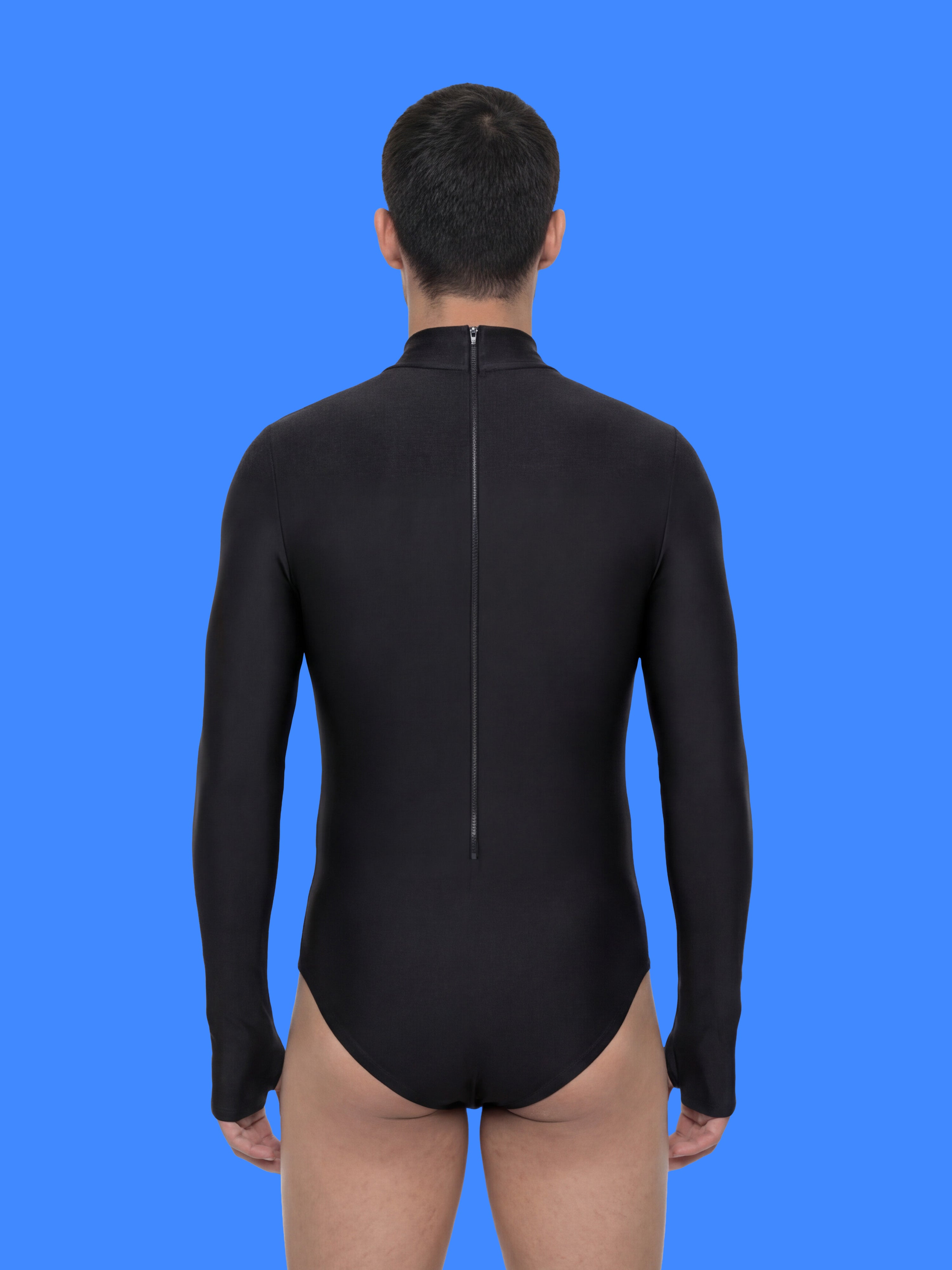 Men's Long Sleeve Leotard Sewing Pattern For Cosplay and Dancewear Stretch Easy Sew by Katkow BackModel