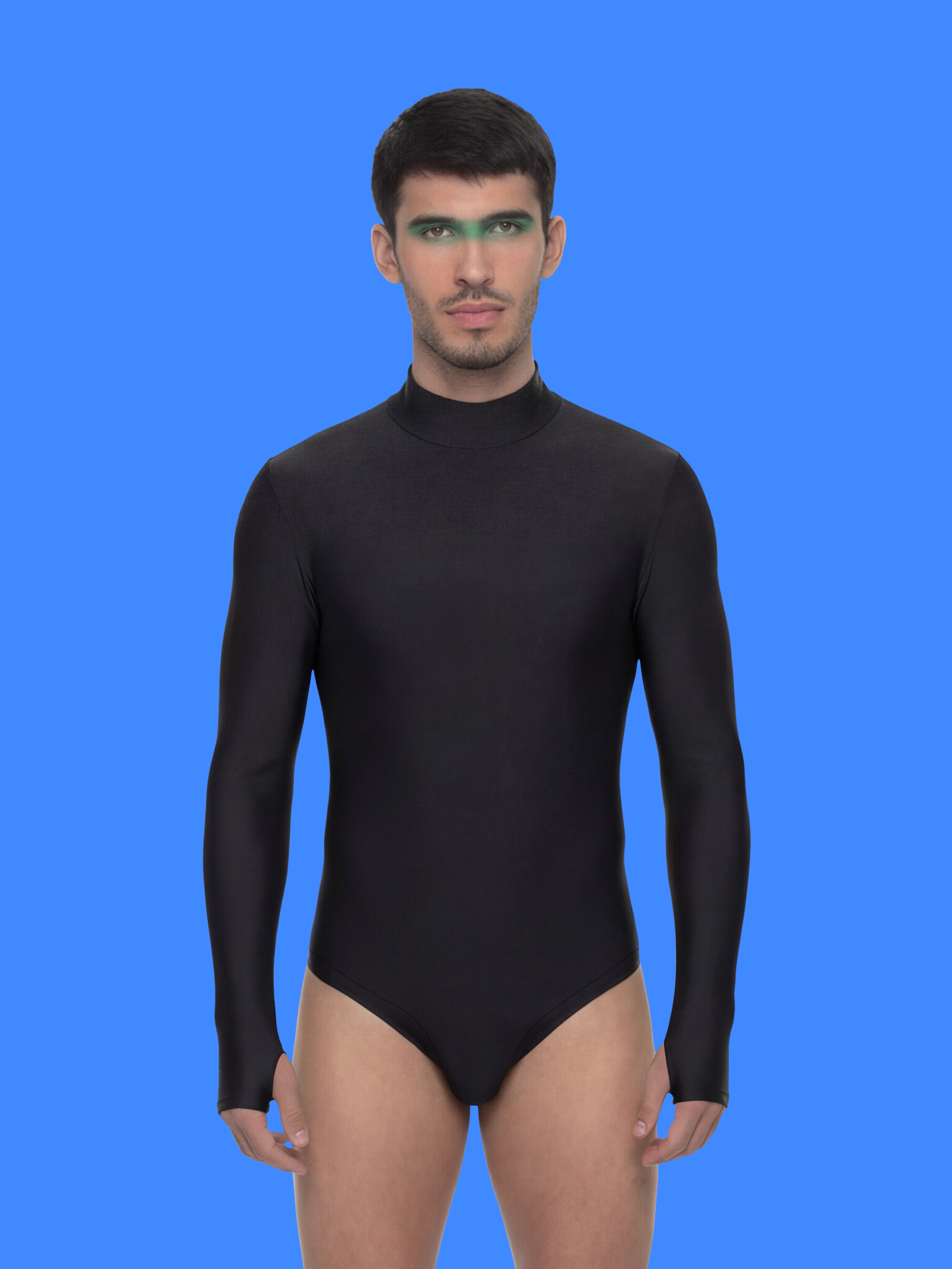 Men's Long Sleeve Leotard Sewing Pattern For Cosplay and Dancewear Stretch Easy Sew by Katkow Front Model