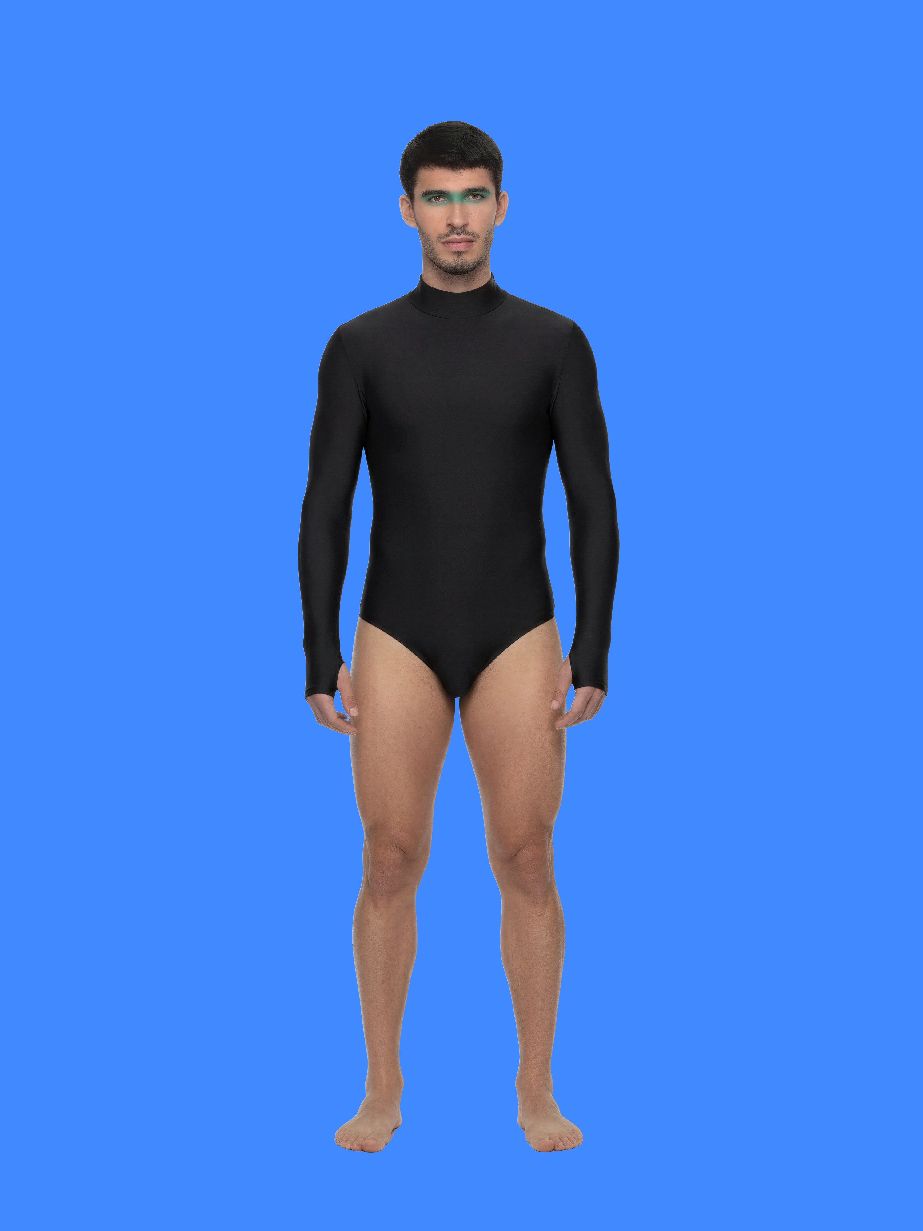 Men's Long Sleeve Leotard Sewing Pattern For Cosplay and Dancewear Stretch Easy Sew by Katkow Front Model