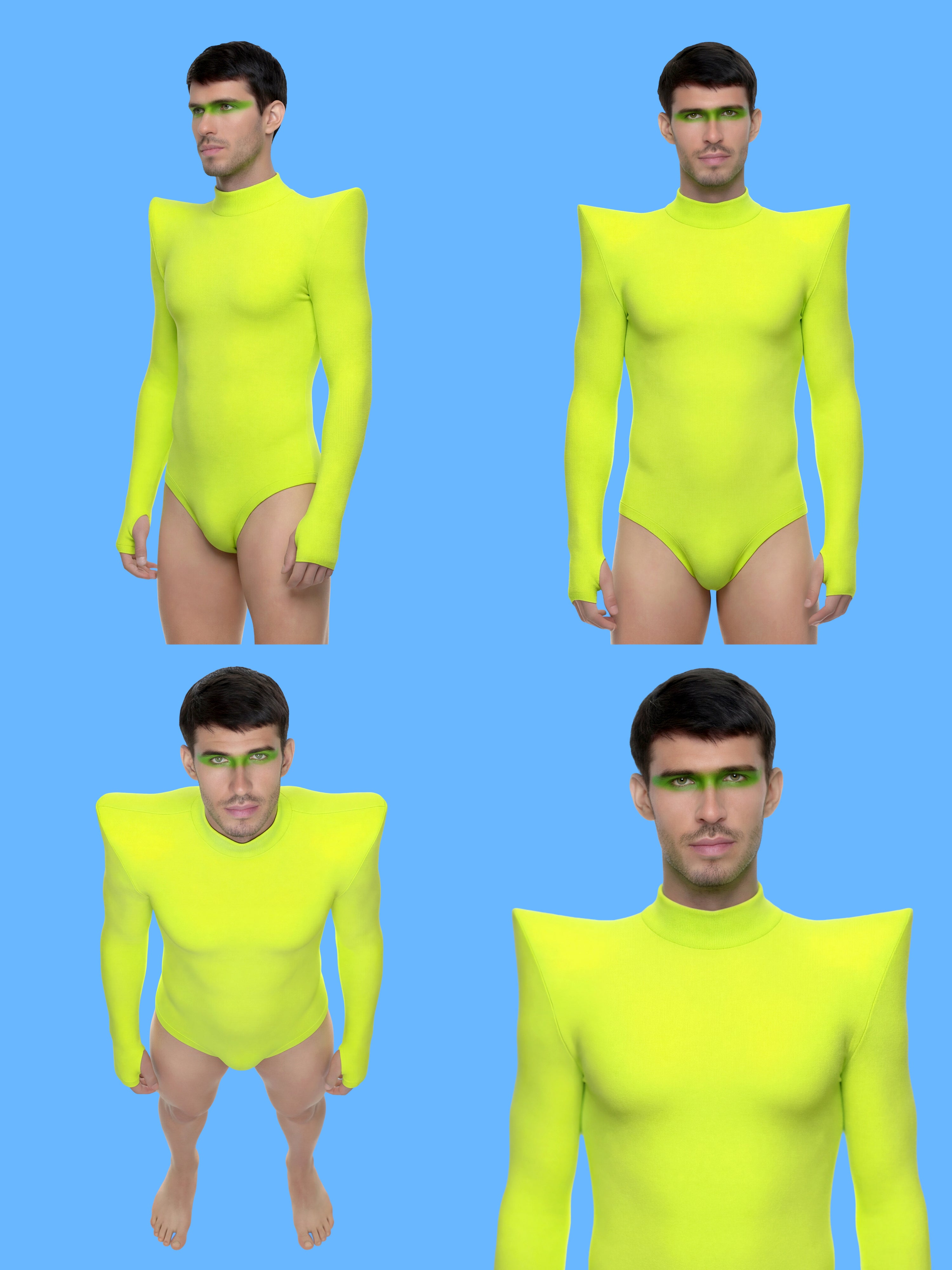 Men's Pointed Shoulder Leotard Sewing Pattern For Cosplay Bodysuit Stretch Easy Beginner Sew Superhero villain costume by Katkow