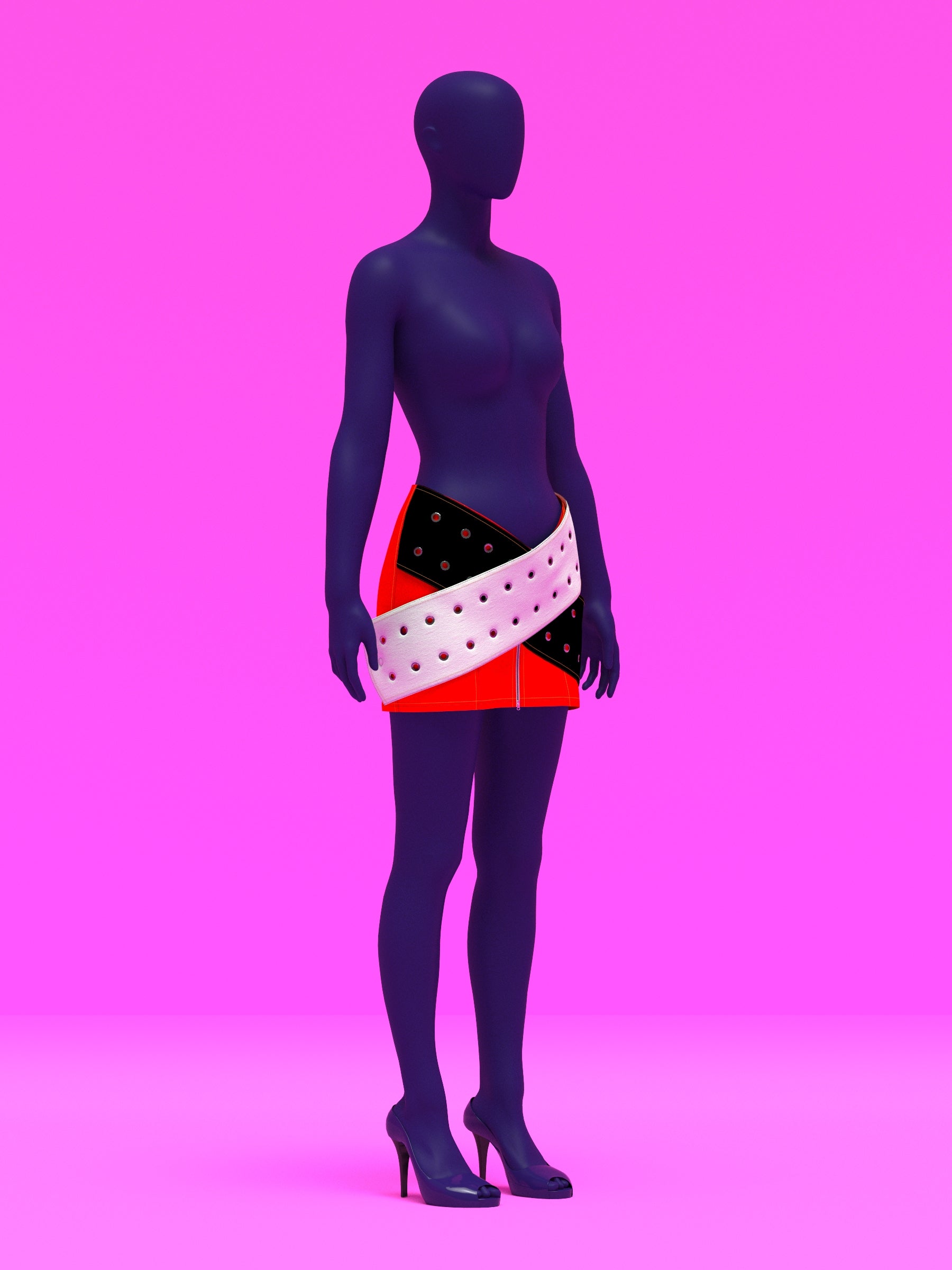 Oversized Crossed Belt Mini Skirt Sewing Pattern for drag queens y2k doll style costume by Katkow angle