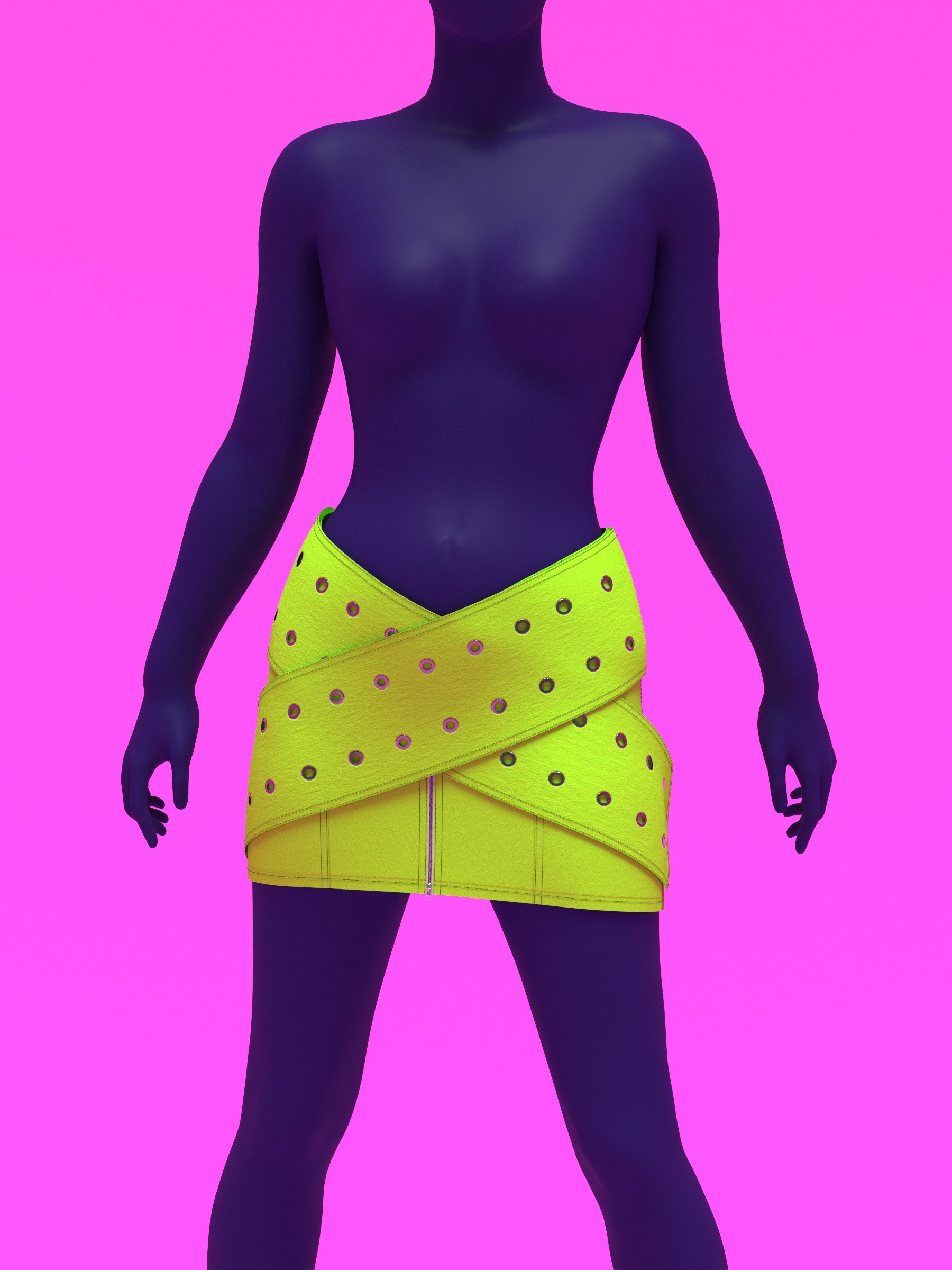 Oversized Crossed Belt Mini Skirt Sewing Pattern for drag queens y2k doll style costume by Katkow green