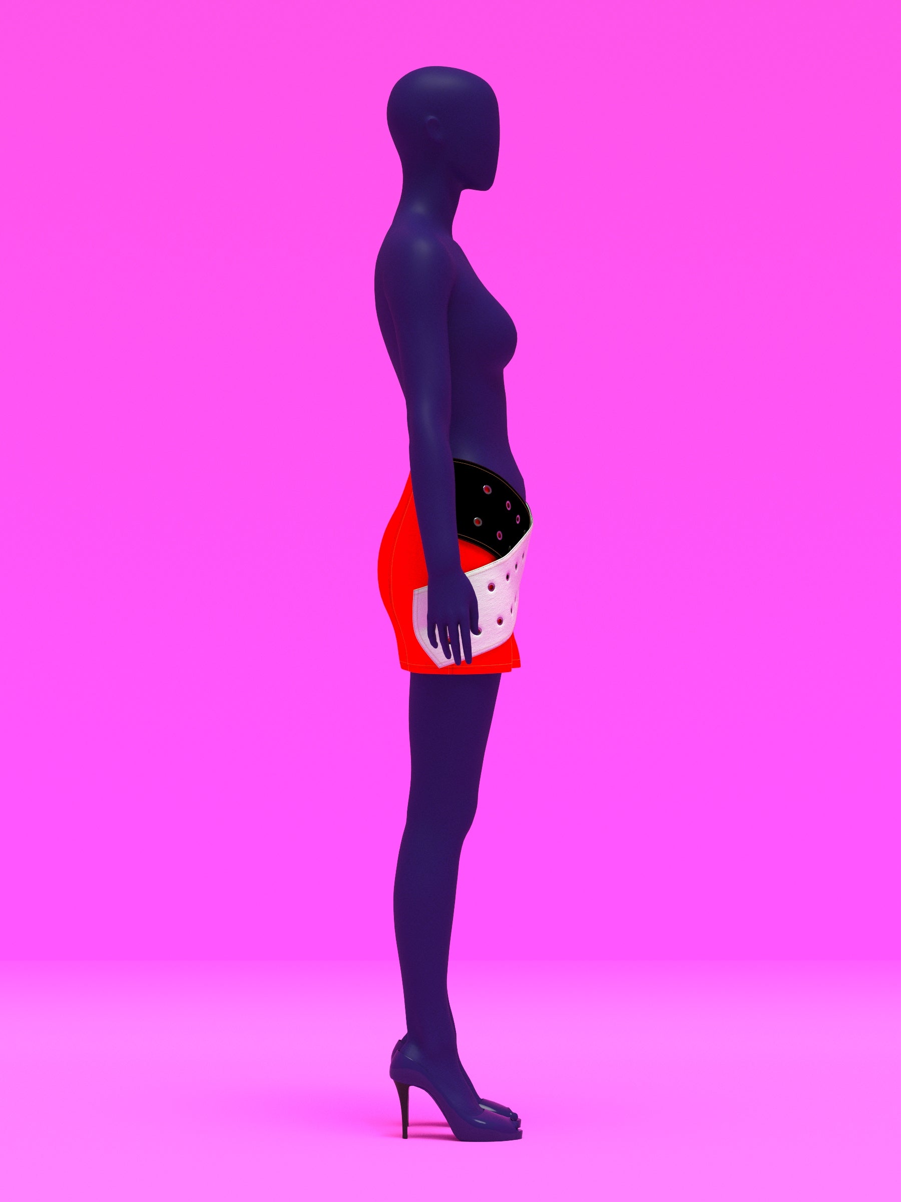 Oversized Crossed Belt Mini Skirt Sewing Pattern for drag queens y2k doll style costume by Katkow side