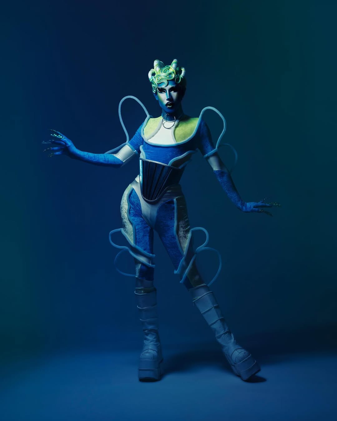 Paneled Catsuit Bodysuit Sewing Pattern For Drag Queens Costume by Katkow Stretch Garment Pose