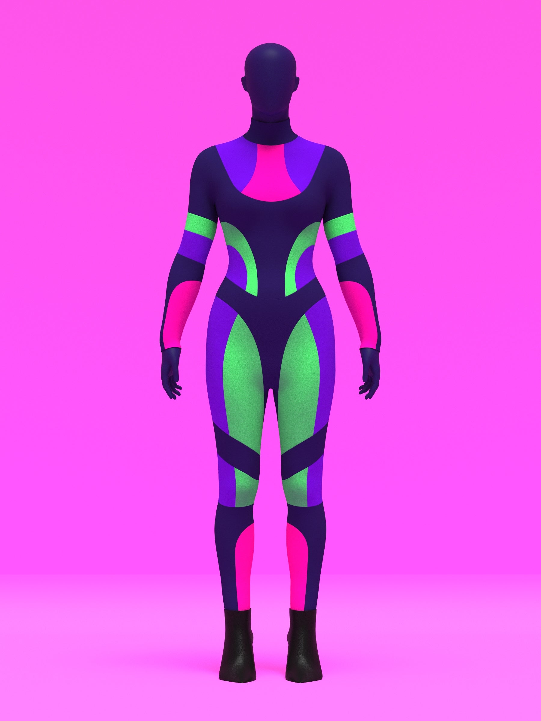 Paneled Catsuit Bodysuit Sewing Pattern For Drag Queens Costume by Katkow Stretch Garment Front