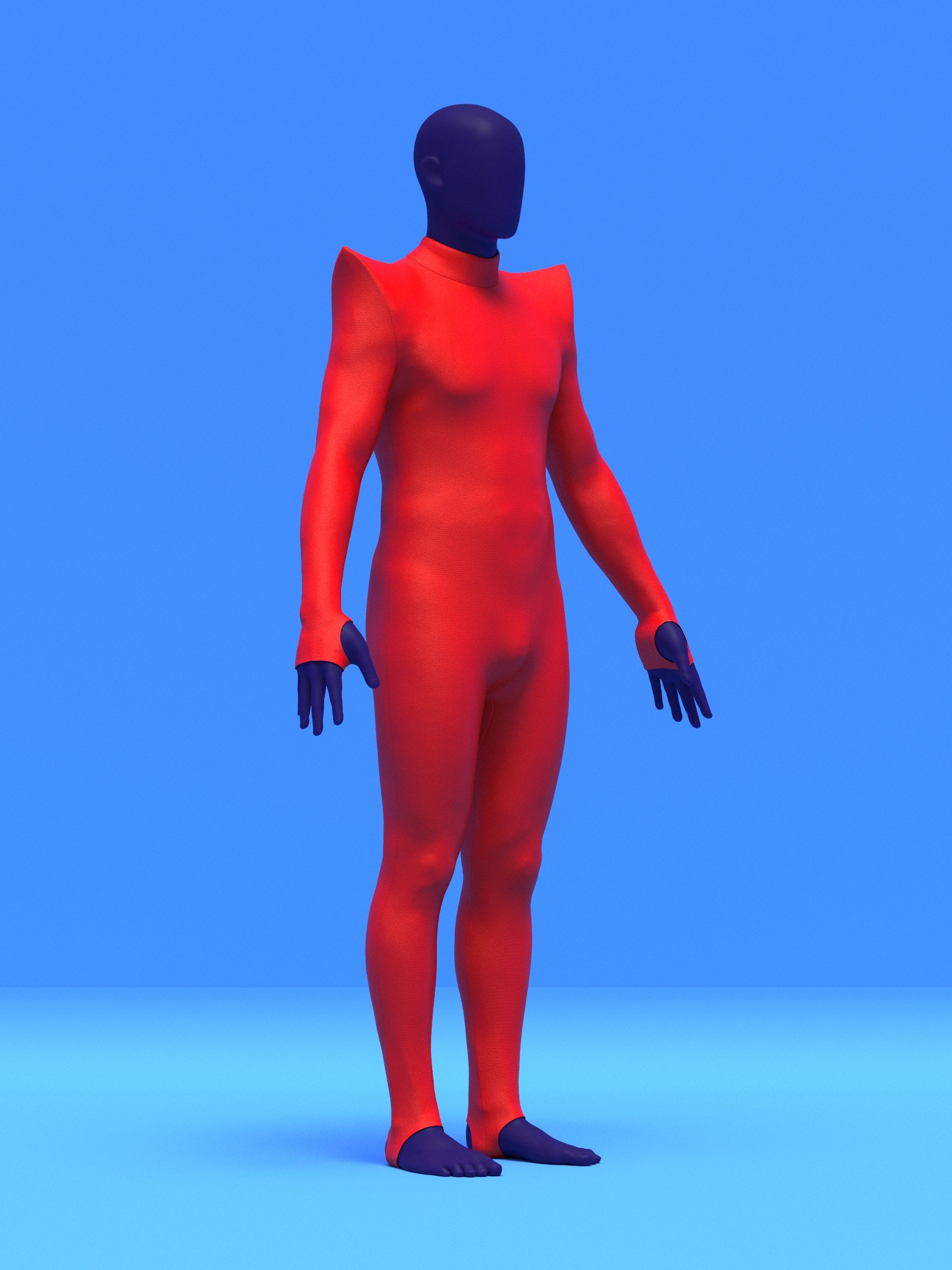 Men's Pointed Shoulder Catsuit Sewing Pattern for cosplay and superhero suit builds stretch bodysuit dancewear costume onesie adult jumpsuit by Katkow angle