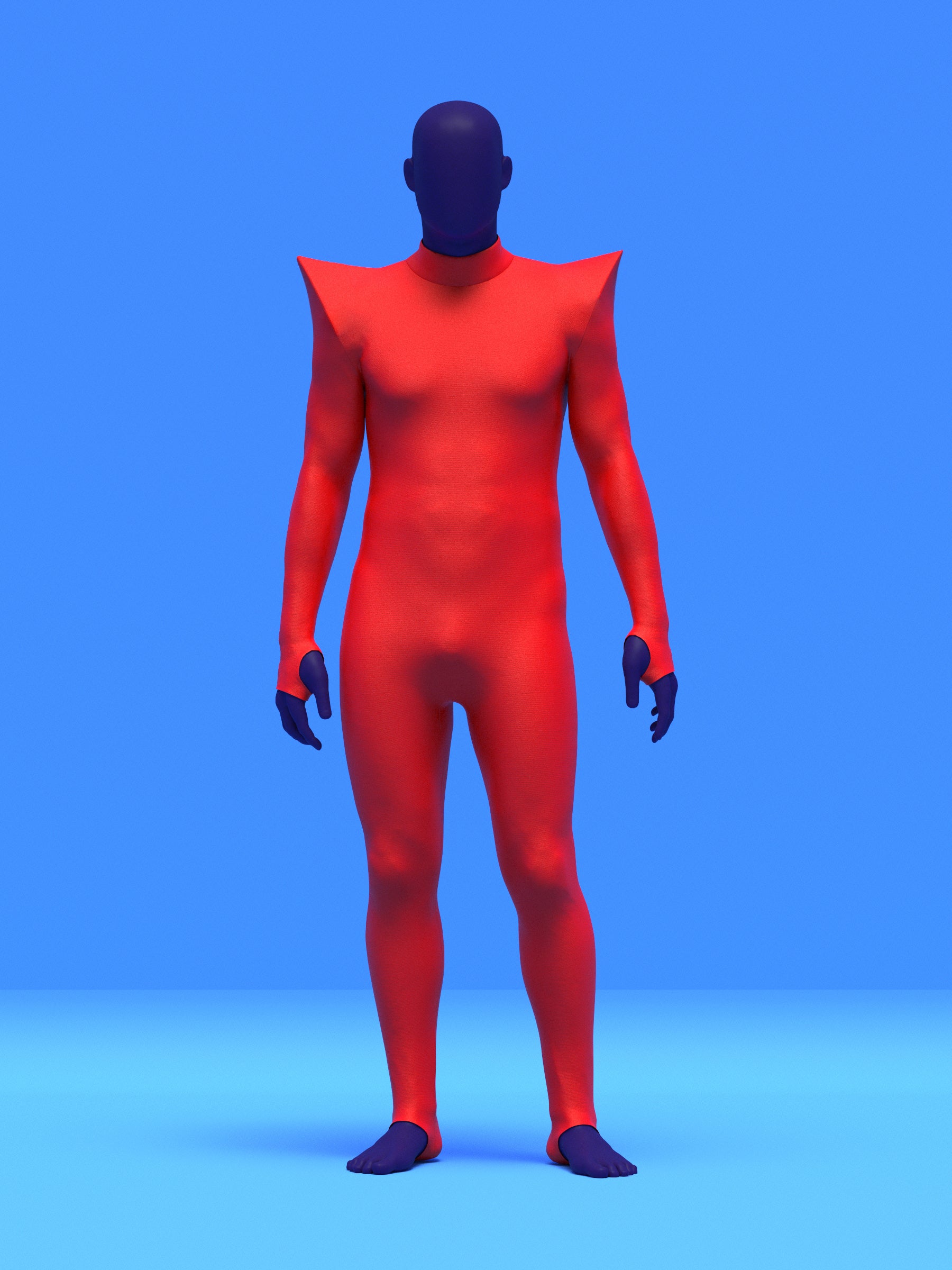 Men's Pointed Shoulder Catsuit Sewing Pattern for cosplay and superhero suit builds stretch bodysuit dancewear costume onesie adult jumpsuit by Katkow front