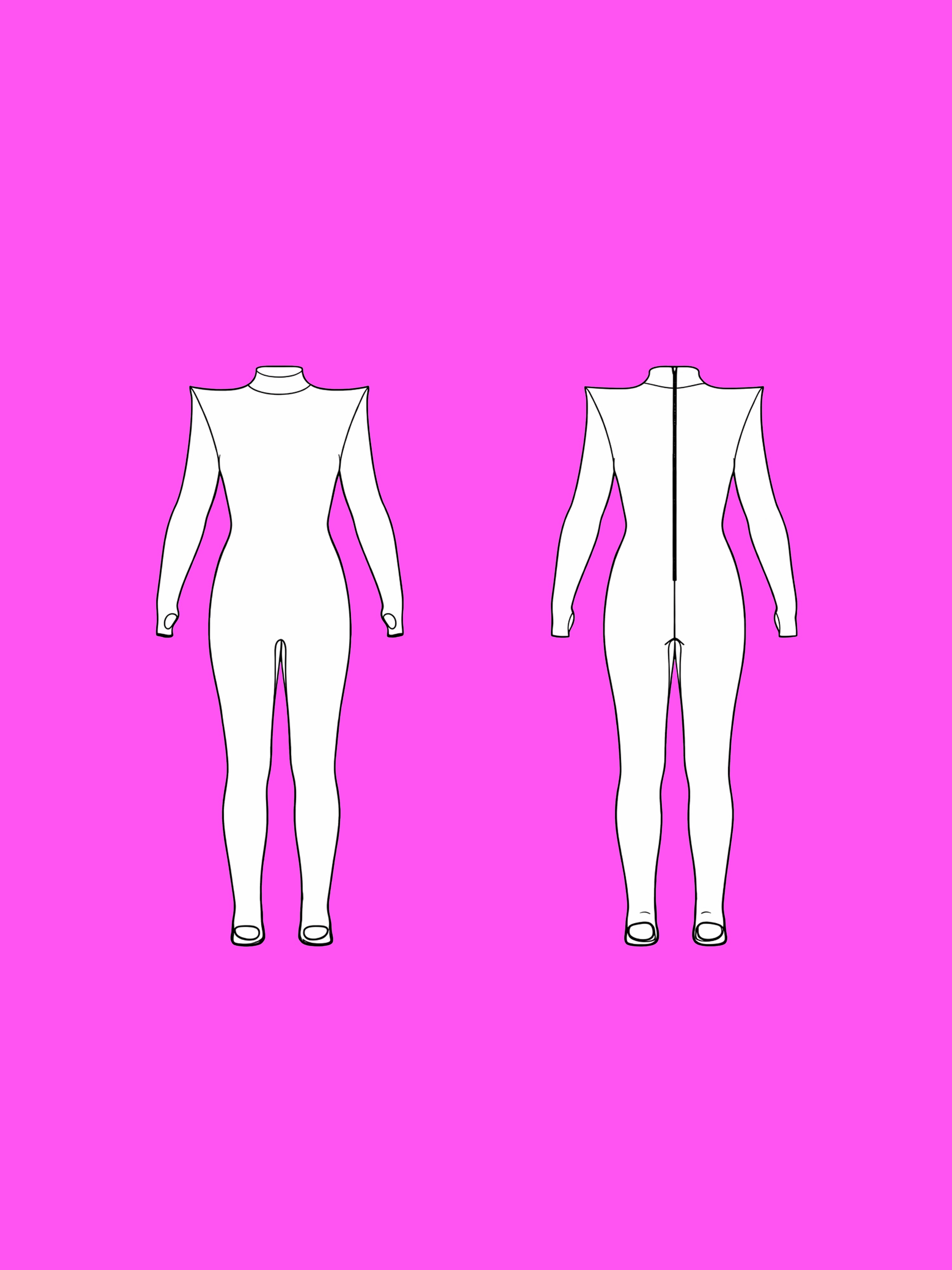 Pointed Shoulder Catsuit Sewing Pattern For Drag Queens Stretch Bodysuit Leotard Dancewear Easy Sew Beginner Pattern by Katkow Flats