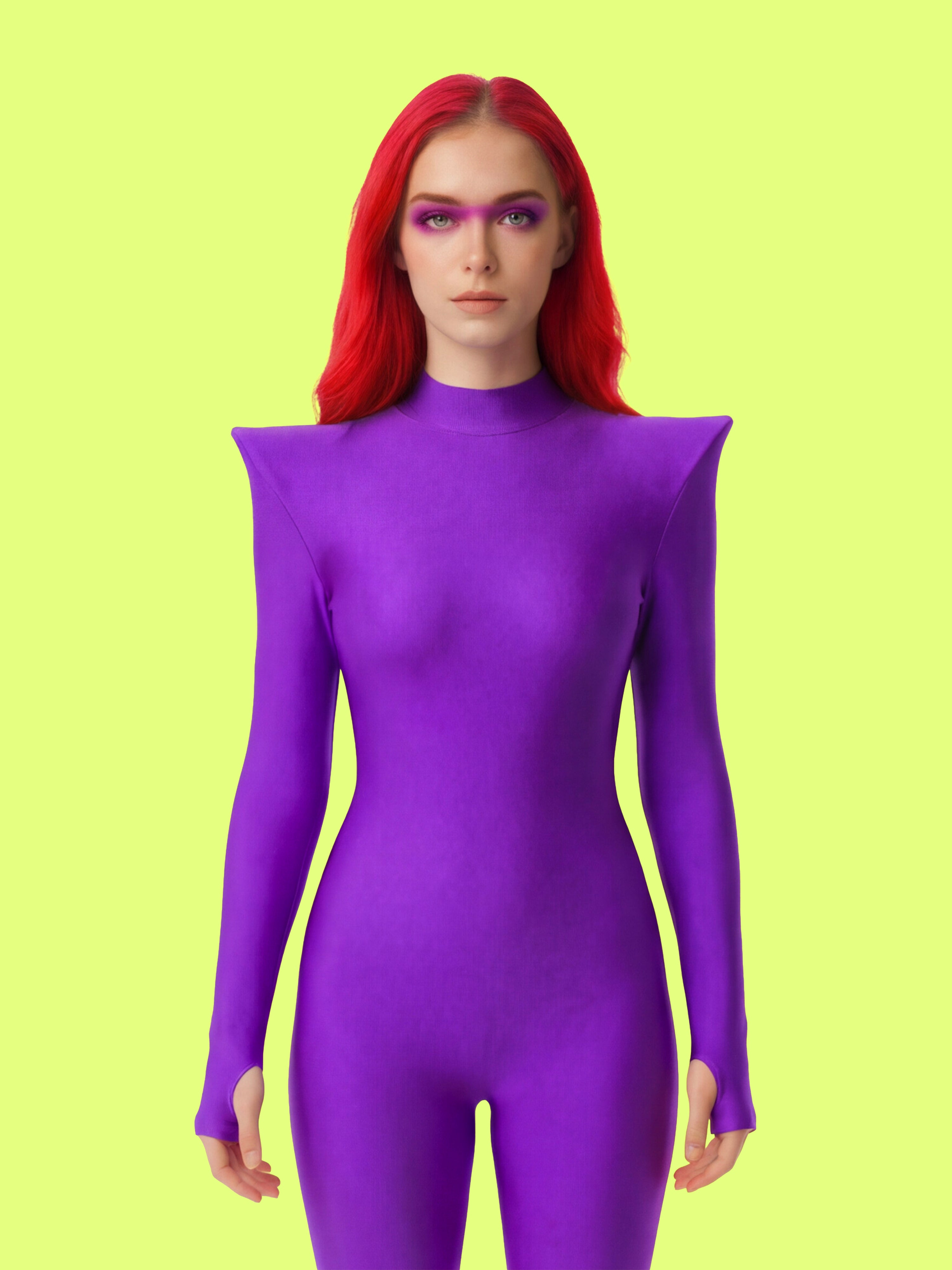 Pointed Shoulder Catsuit Sewing Pattern For Womens Cosplay Superhero suit Stretch Bodysuit Leotard Dancewear Easy Sew Beginner Pattern by Katkow Flats