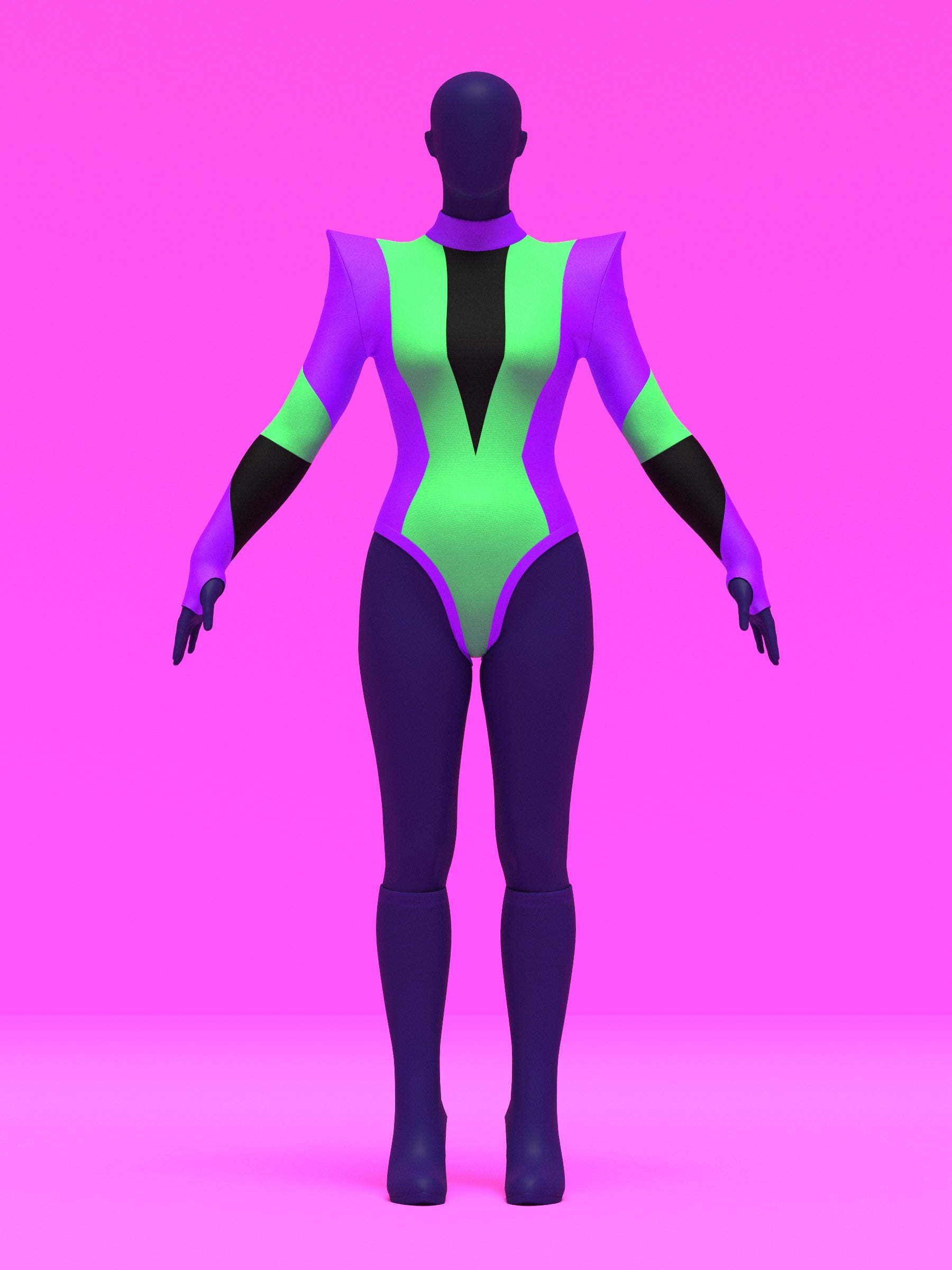 Pointed Shoulder Color-block Leotard Sewing Pattern For Drag Queens Cosplay Cutouts Stretch Dance Outfit Bodysuit by Katkow