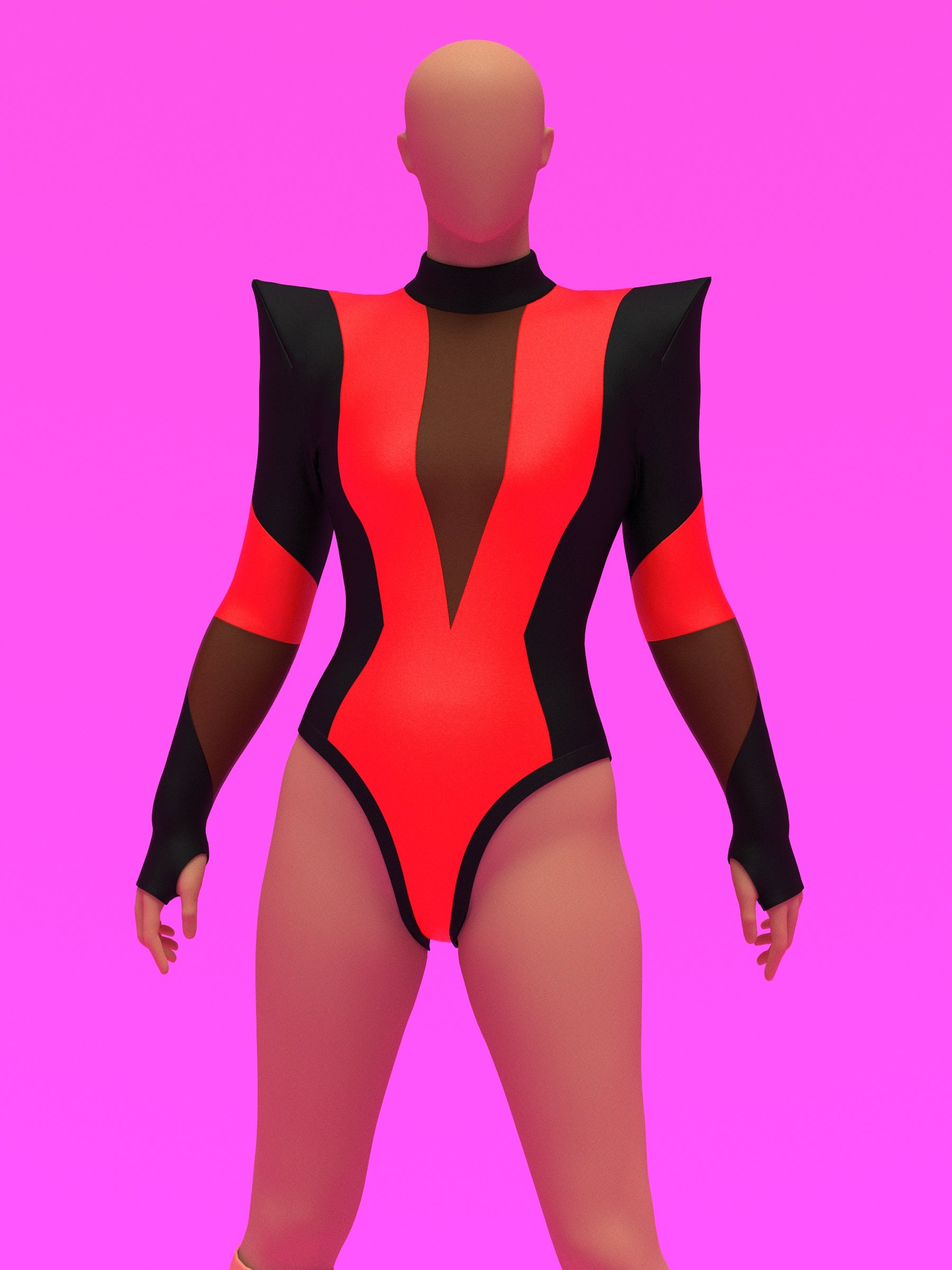 Pointed Shoulder Color-block Leotard Sewing Pattern For Drag Queens Cosplay Cutouts Stretch Dance Outfit Bodysuit by Katkow