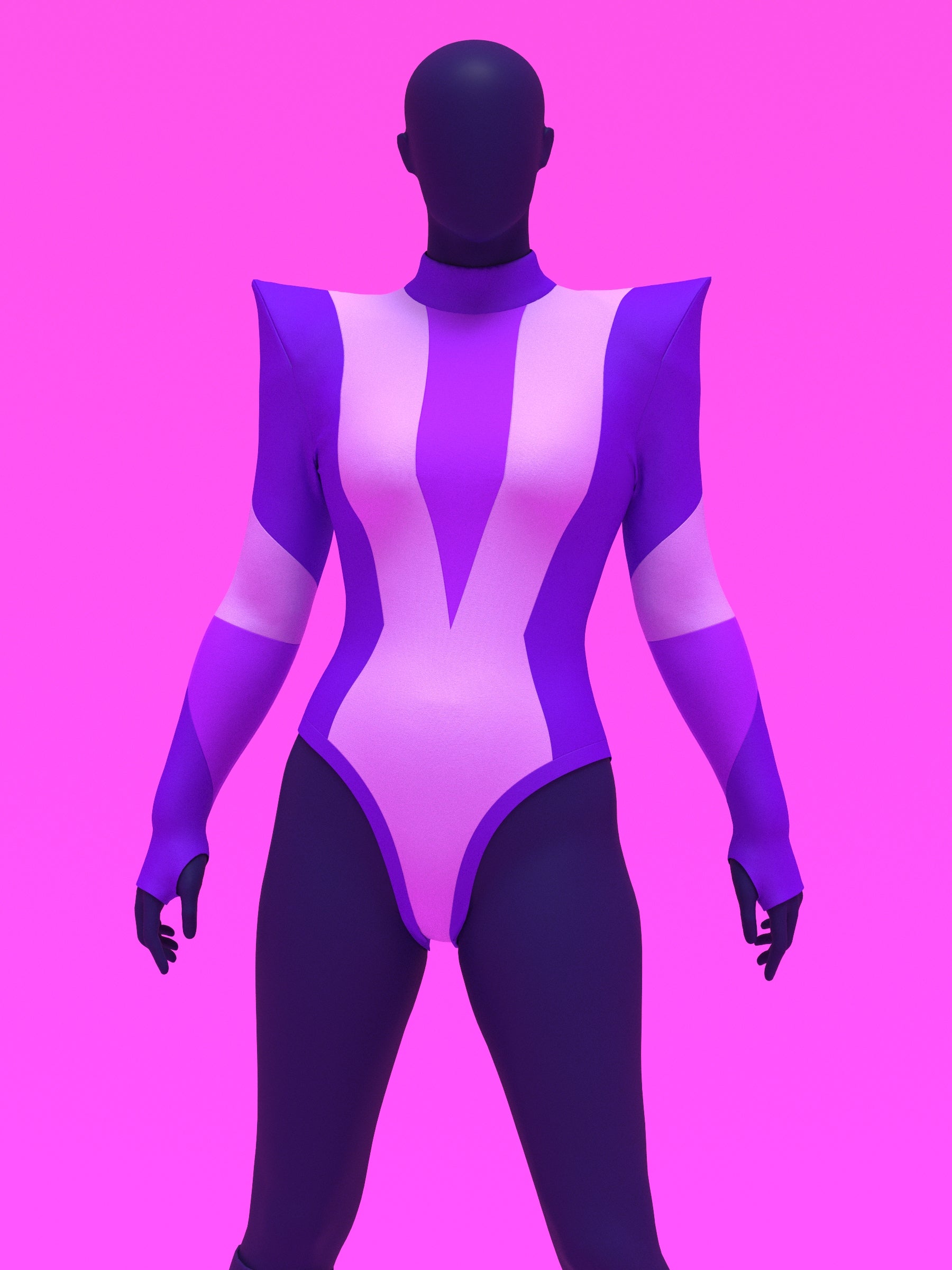 Pointed Shoulder Color-block Leotard Sewing Pattern For Drag Queens Cosplay Cutouts Stretch Dance Outfit Bodysuit by Katkow