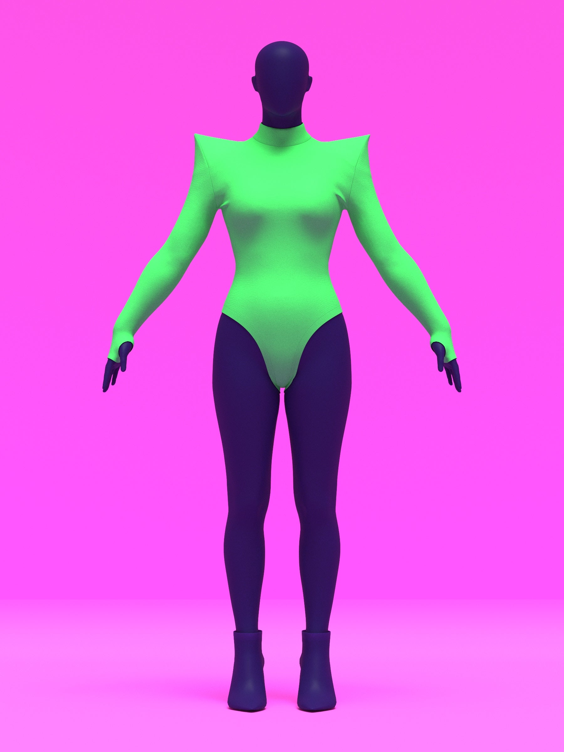 Pointed Shoulder Leotard Sewing Pattern For Drag Queens Cosplay by Katkow Stretch outfit front