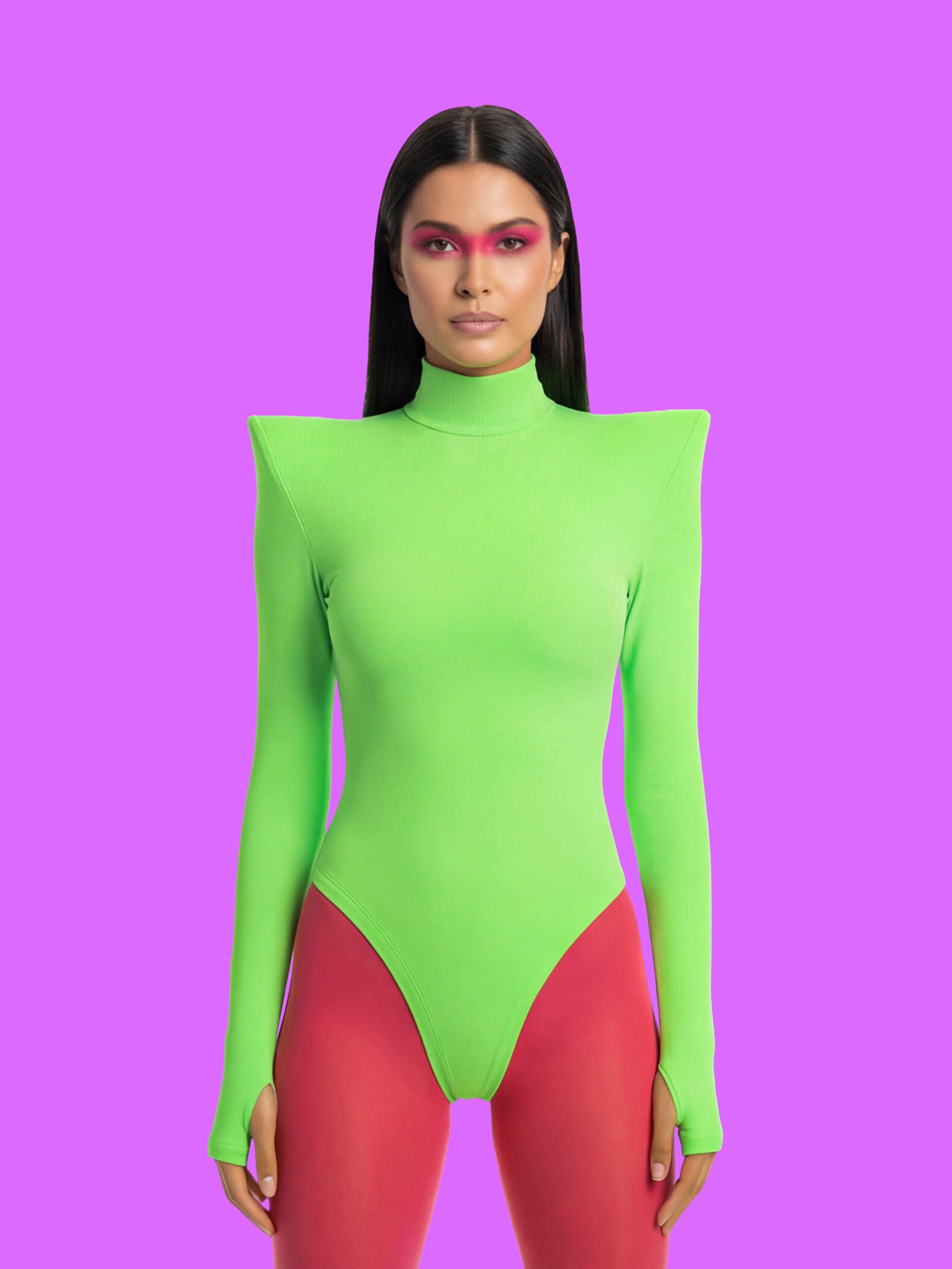 Pointed Shoulder Leotard Sewing Pattern For Womens Cosplay by Katkow Stretch Dancewear Bodysuit Long Sleeve