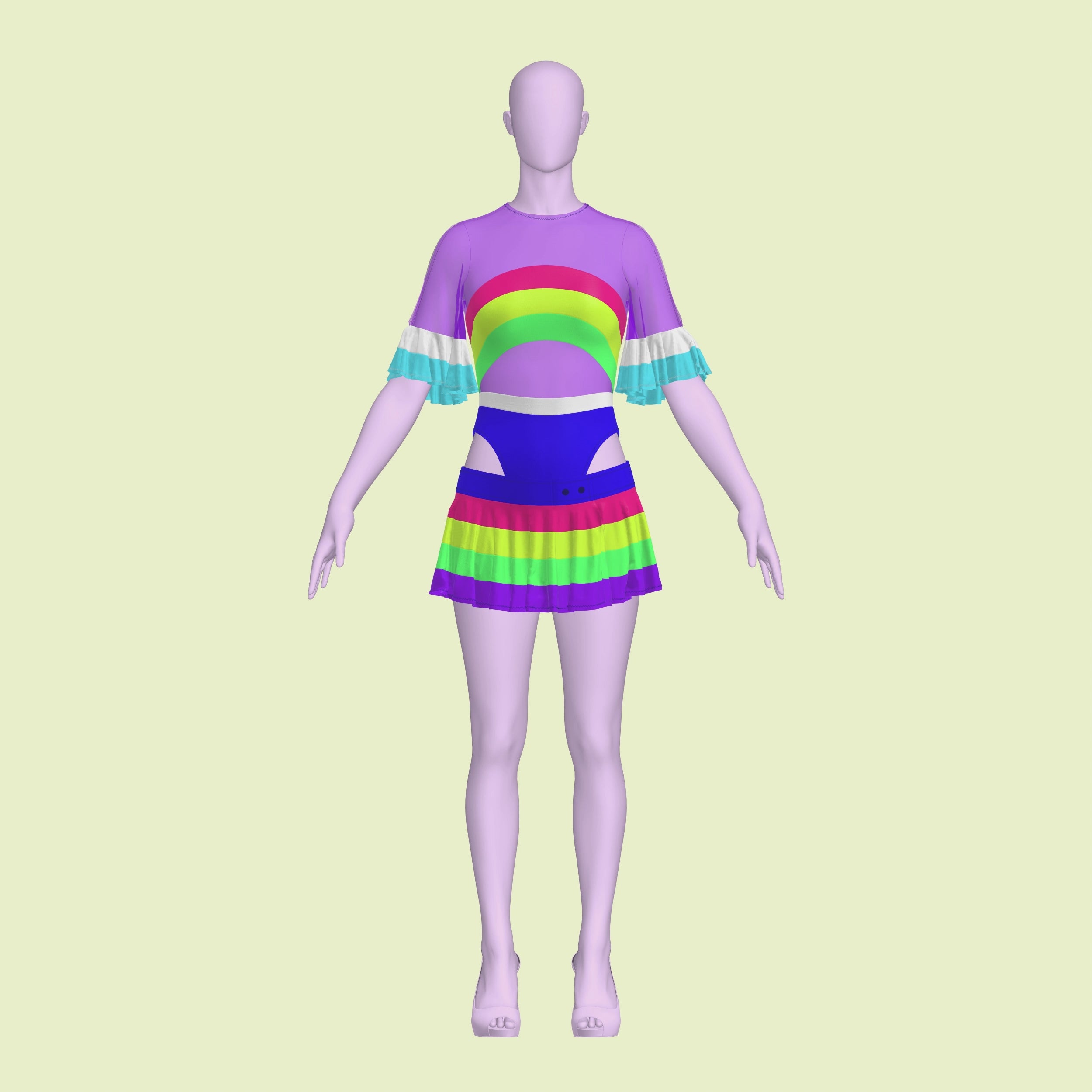 Katkow Stretch Pride Leotard and Skirt Sewing Pattern for Drag Queens Costume Rainbow Cosplay Fantasy Pastel Goth Rave
