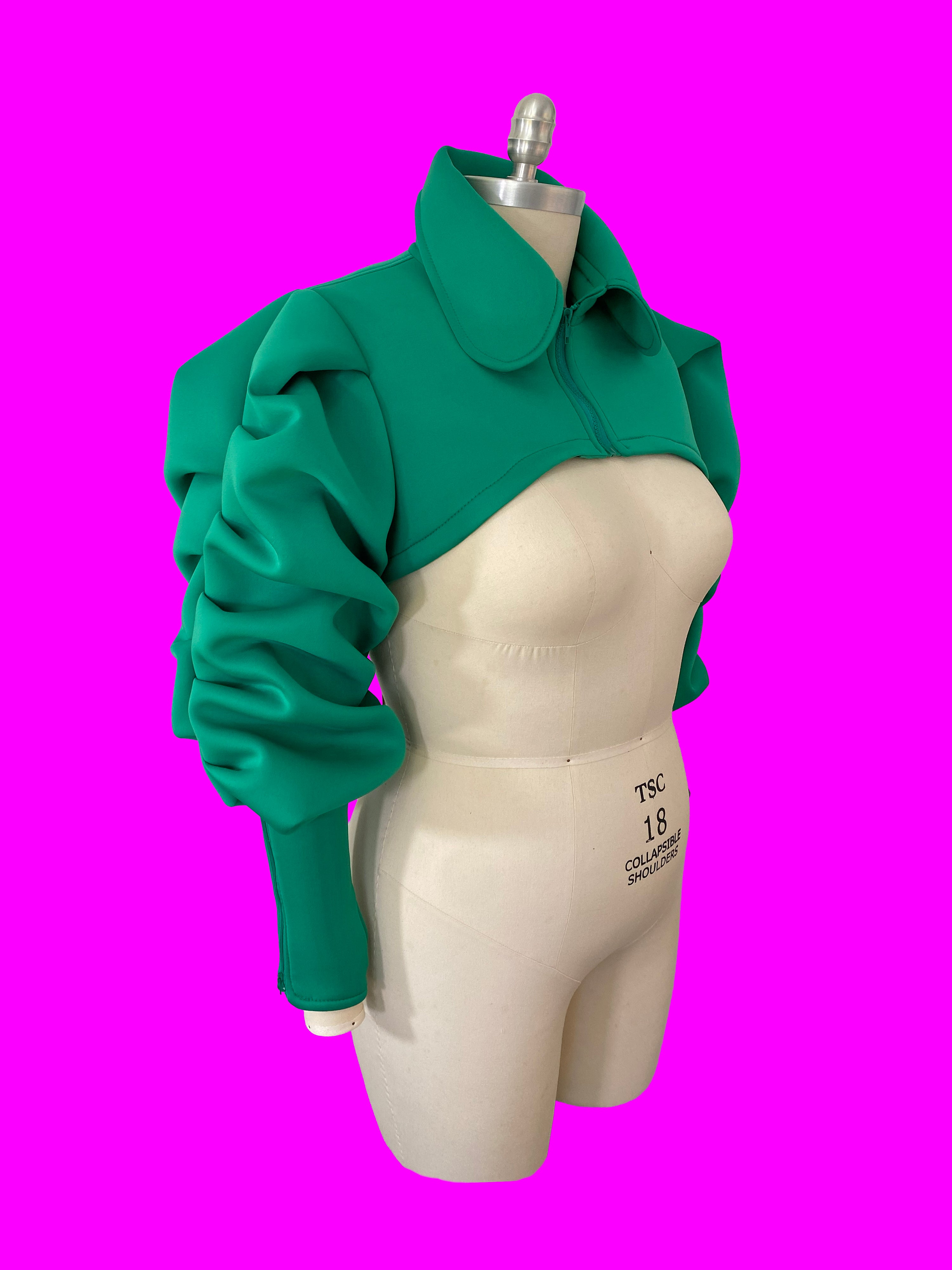 Ruched Sleeve Shrug Sewing Pattern For Drag Queens by Katkow oversized ruffle wrinkle sleeve pattern top accessory dressform front