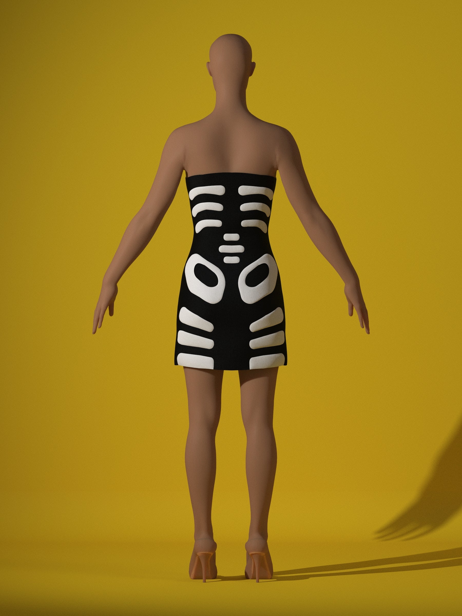 Skeleton Dress (XS-XL) Drag Queen Halloween Costume Sewing Pattern Katkow Back