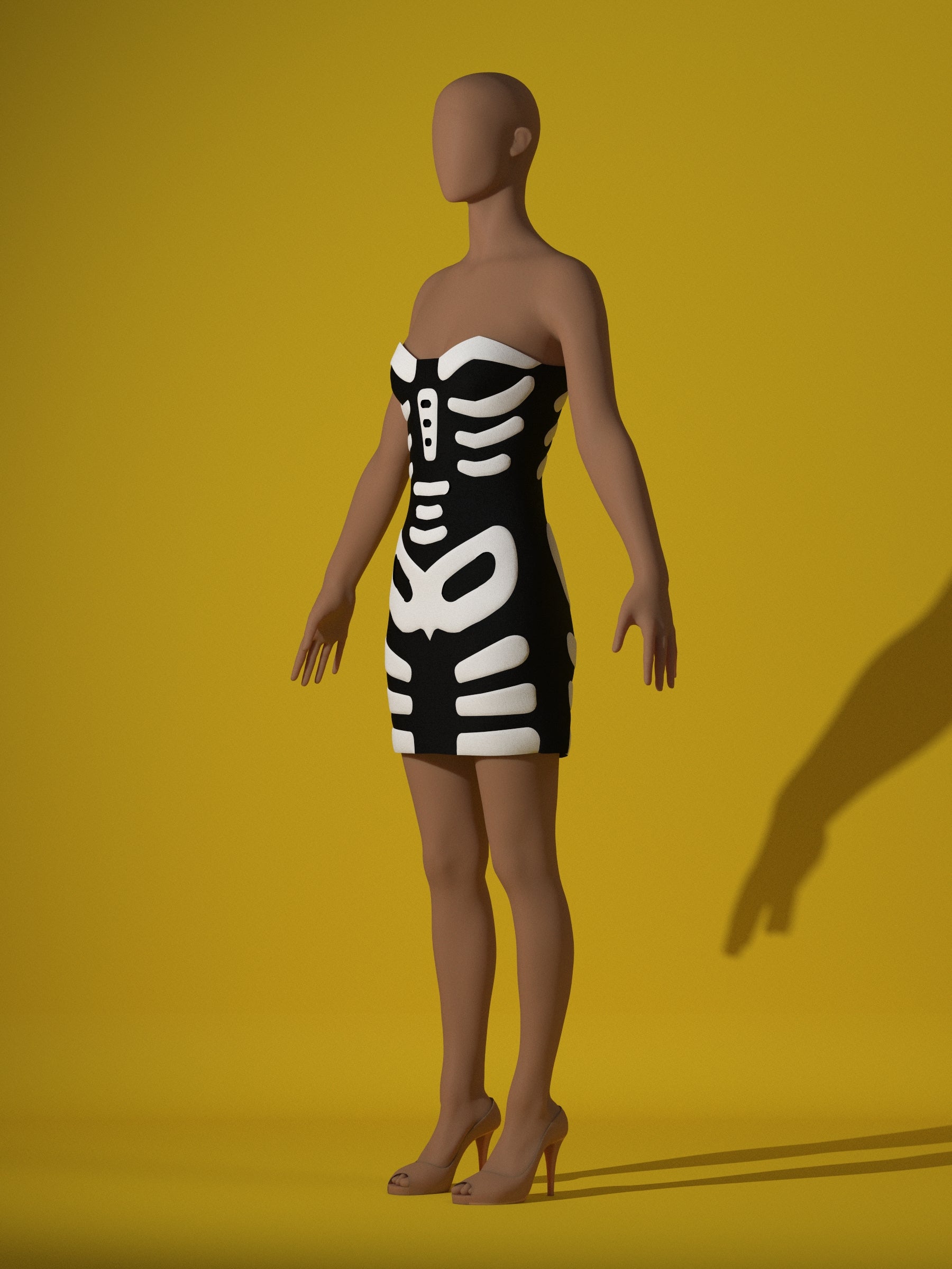 Skeleton Dress (XS-XL) Drag Queen Halloween Costume Sewing Pattern Katkow Side