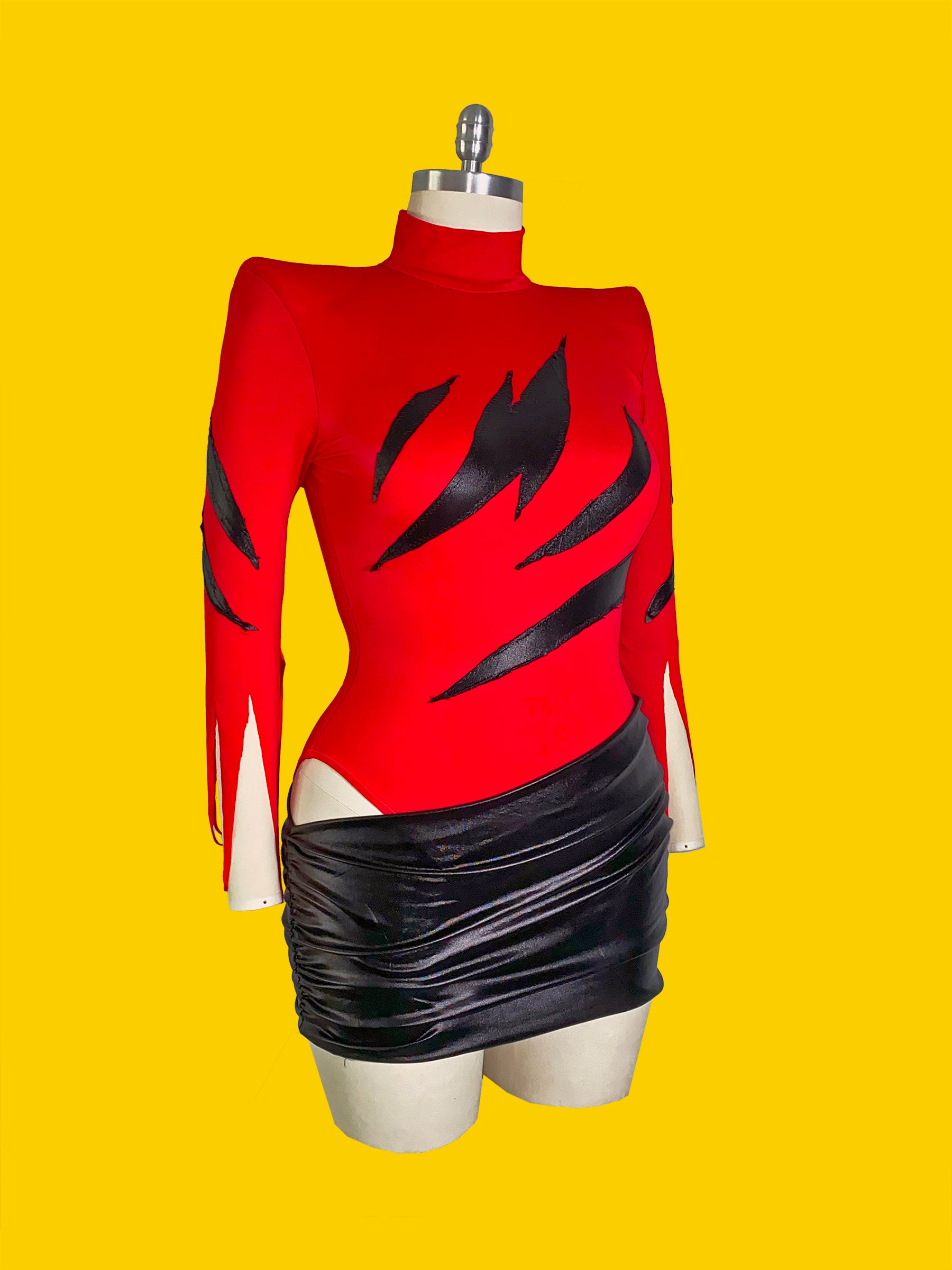 Slasher Leotard & Skirt Set (XS-XL) Drag Queen Halloween Costume Sewing Pattern Garment Front