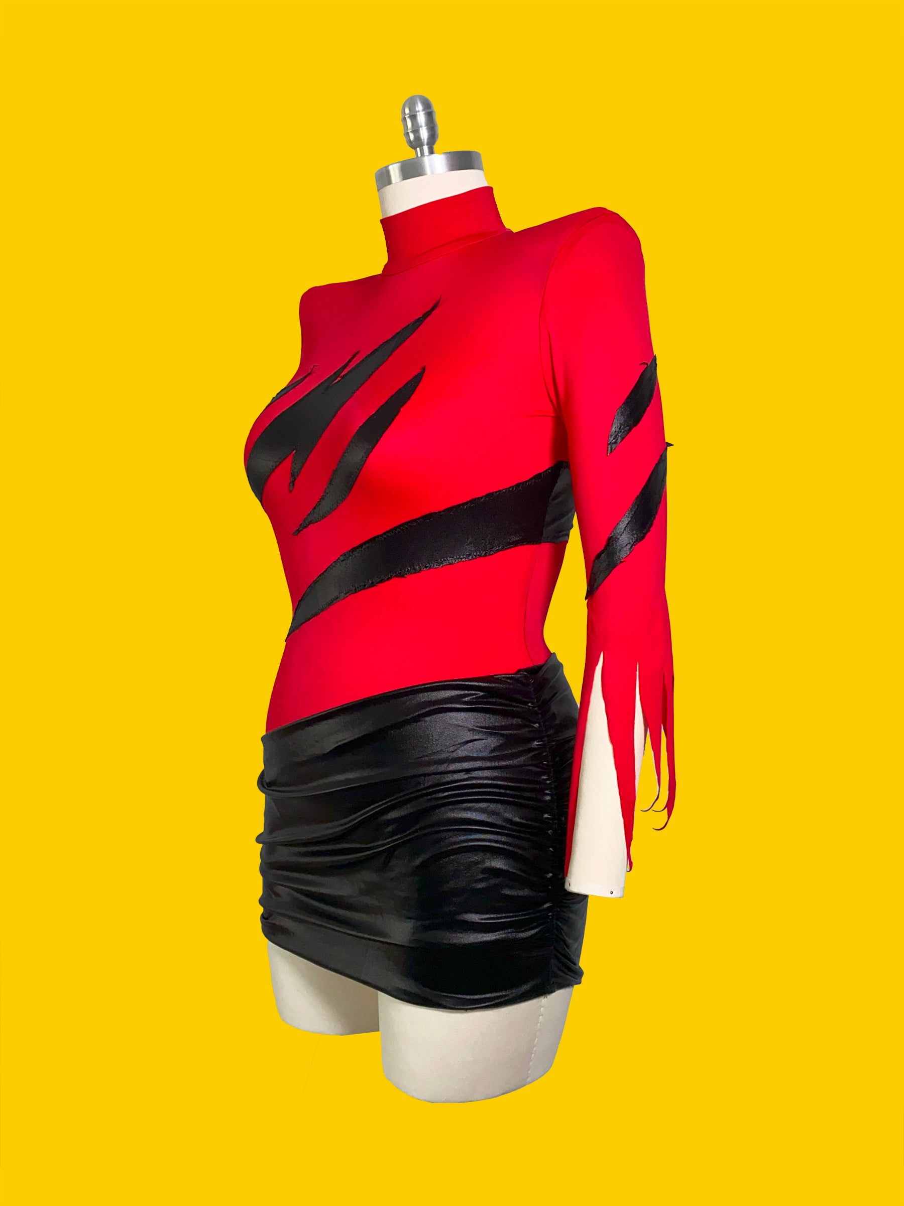 Slasher Leotard & Skirt Set (XS-XL) Drag Queen Halloween Costume Sewing Pattern Garment Angle