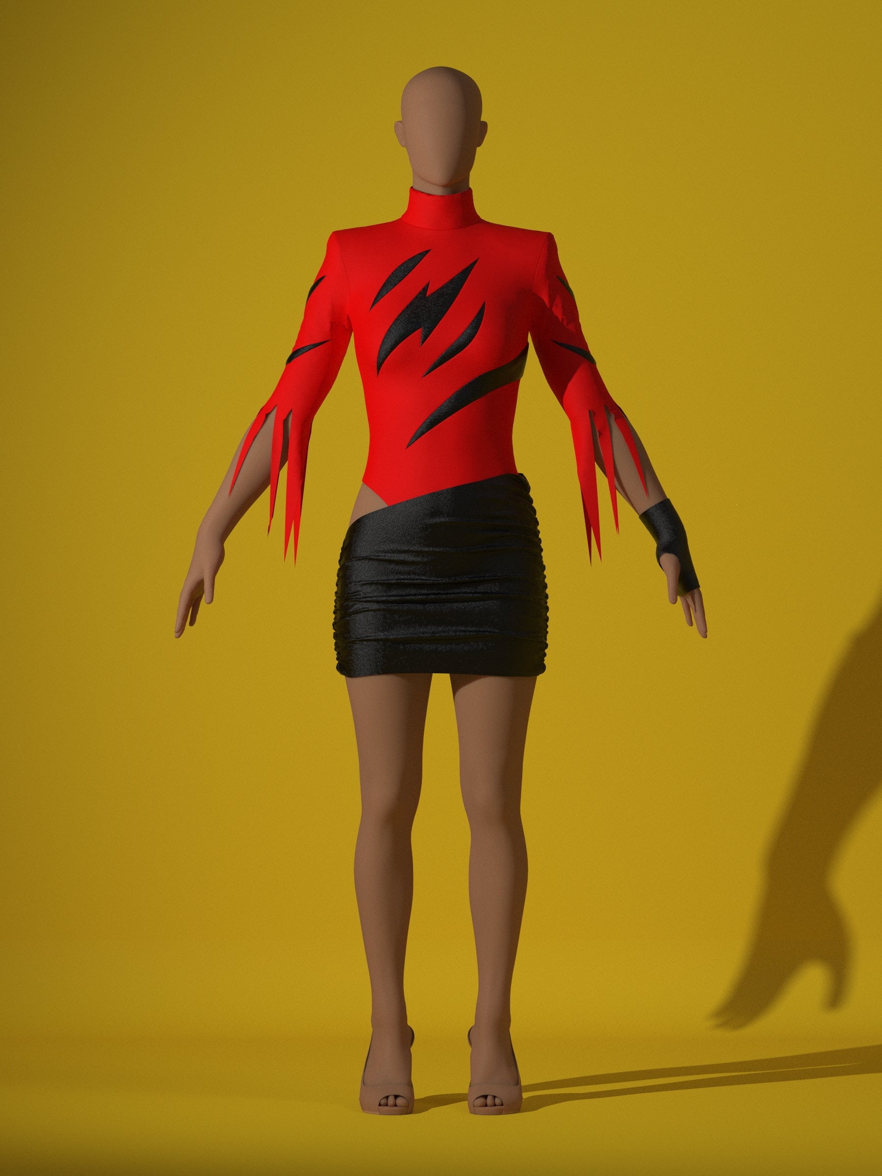 Slasher Leotard & Skirt Set (XS-XL) Drag Queen Halloween Costume Sewing Pattern Pose Front