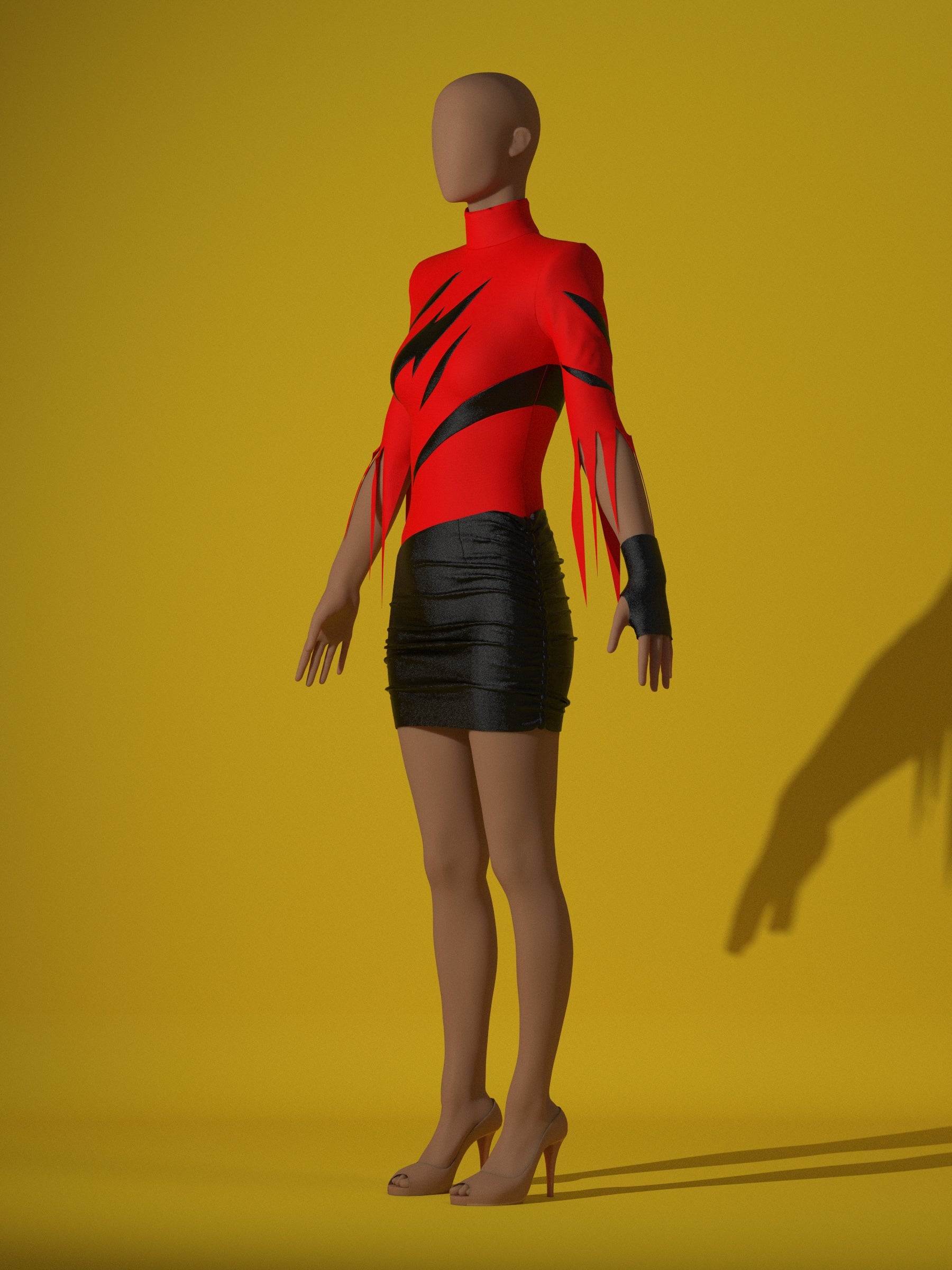 Slasher Leotard & Skirt Set (XS-XL) Drag Queen Halloween Costume Sewing Pattern Pose Side