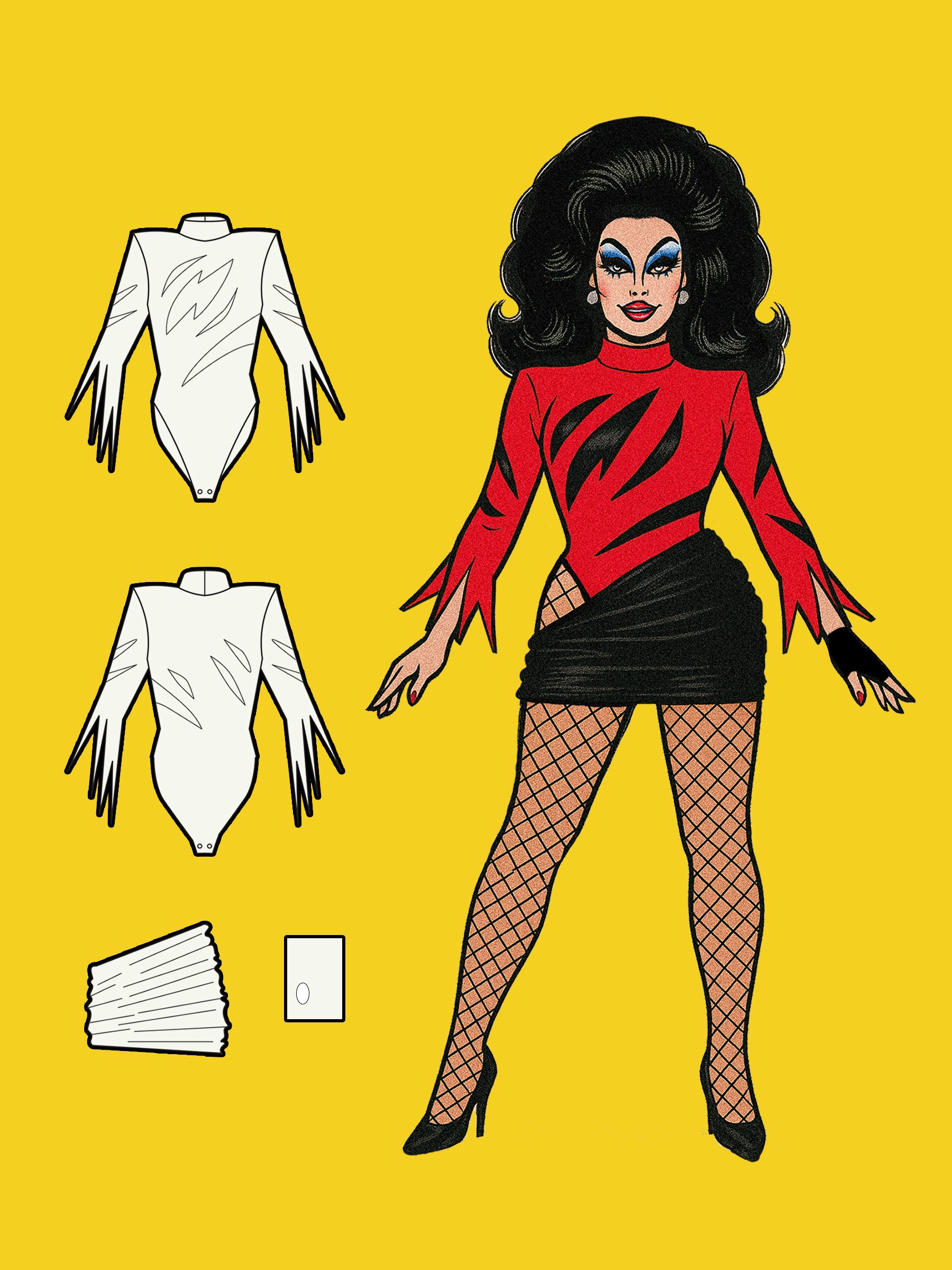 Slasher Leotard & Skirt Set (XS-XL) Drag Queen Halloween Costume Sewing Pattern