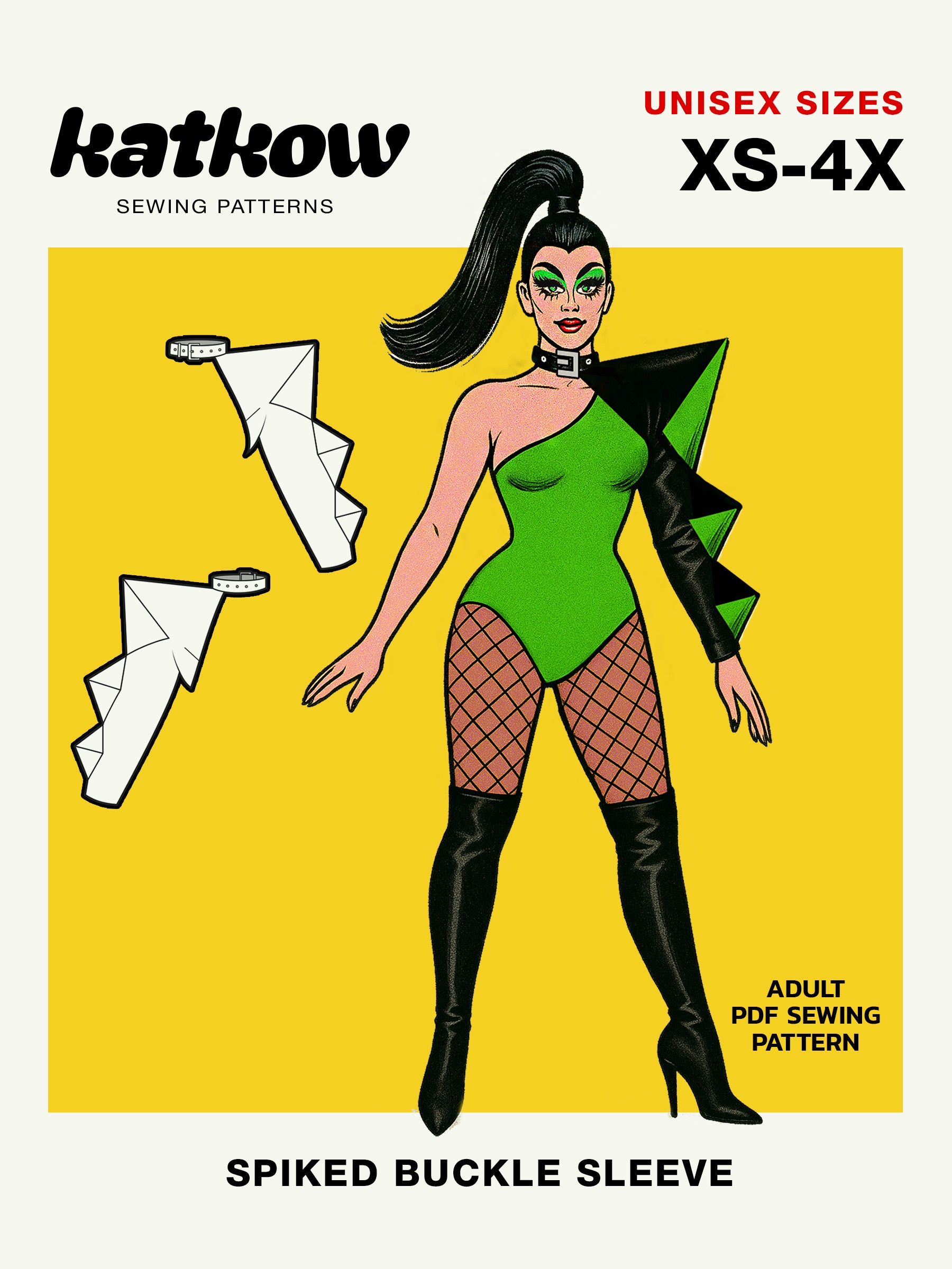 Spiked Buckle Sleeve Top sewing pattern XS-4X for drag queen Halloween costume pose cover
