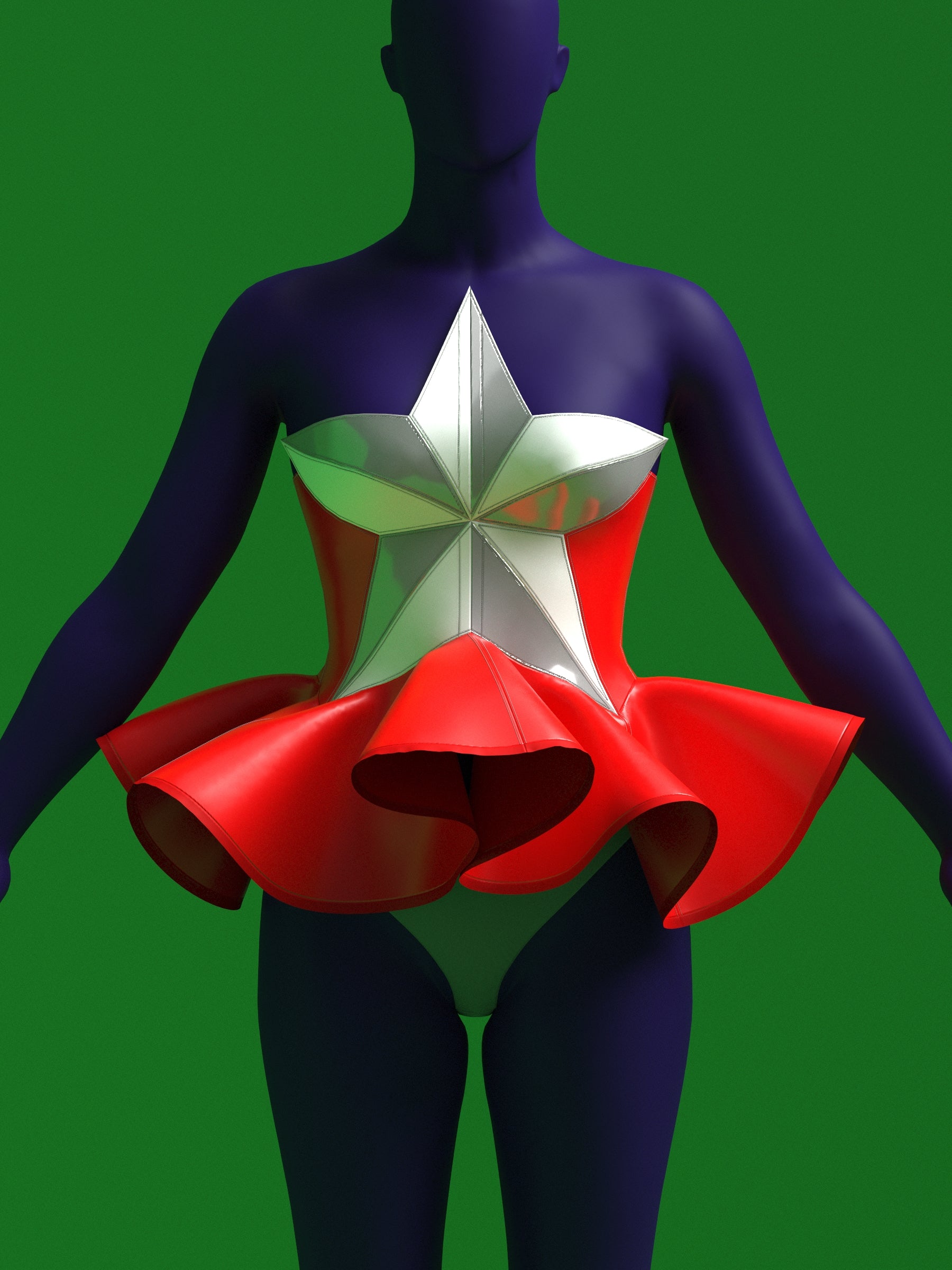 Star Corset Peplum and Thong (Set) Sewing Pattern for Drag Queens Holiday Christmas Costume Outfit Camp by Katkow Festive close up