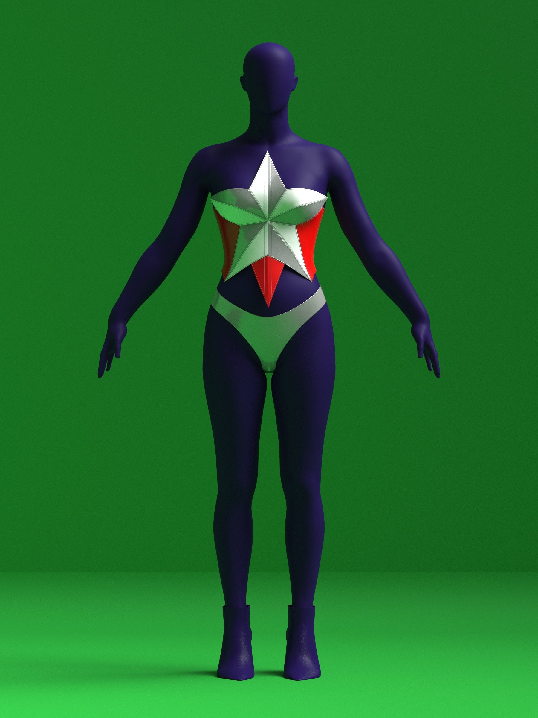 Star Corset Peplum and Thong (Set) Sewing Pattern for Drag Queens Holiday Christmas Costume Outfit Camp by Katkow Festive Corset Only Front