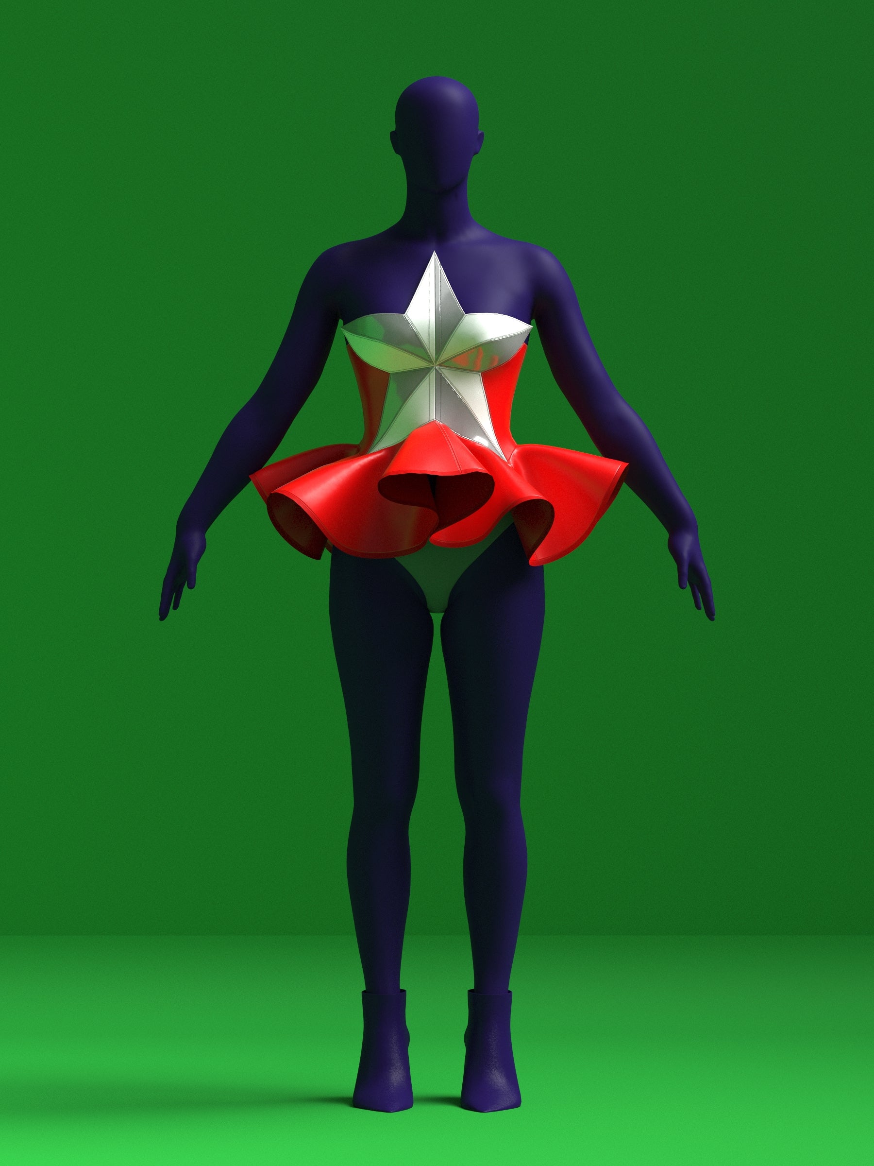 Star Corset Peplum and Thong (Set) Sewing Pattern for Drag Queens Holiday Christmas Costume Outfit Camp by Katkow Festive Front