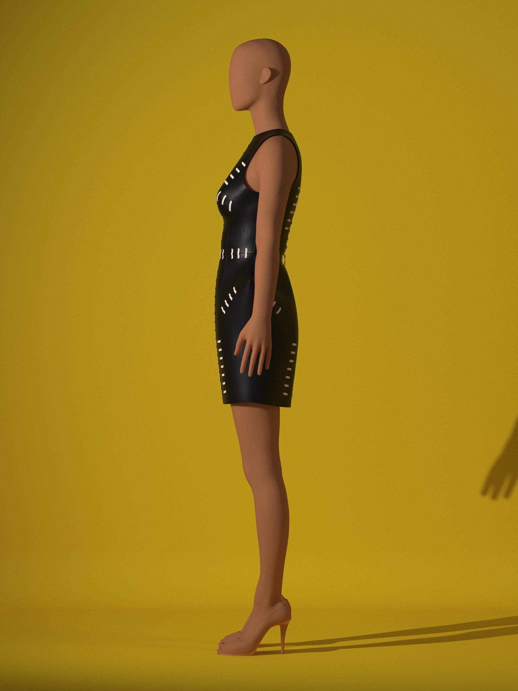 Stitched Pointed Hips Dress (XS-XL) Drag Queen Halloween Costume Sewing Pattern Side 2 Render