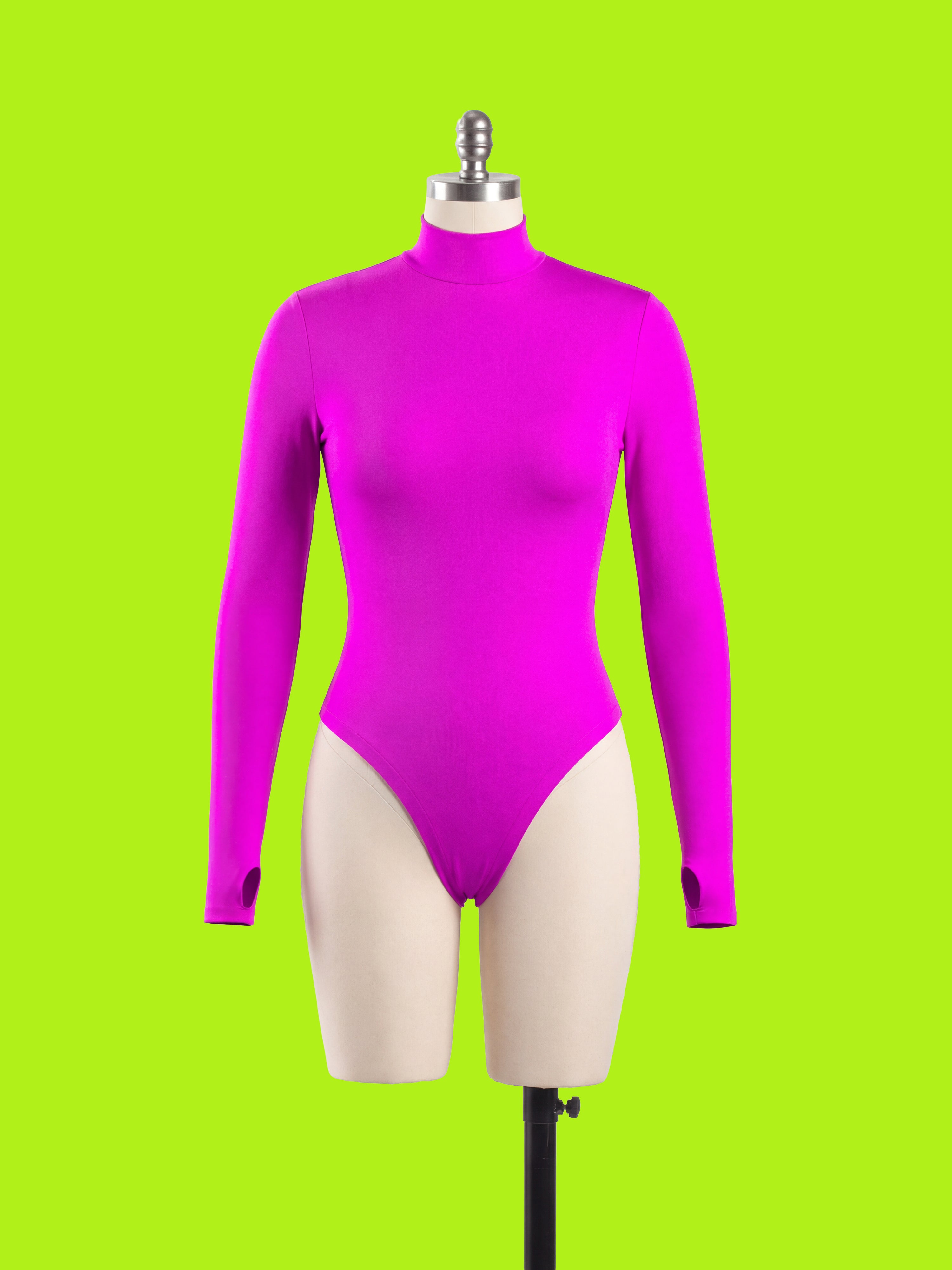 Long Sleeve Leotard Sewing Pattern For Drag Queens and Womens Cosplay Stretch Dancewear Costume Easy Sew by Katkow Front Dressform